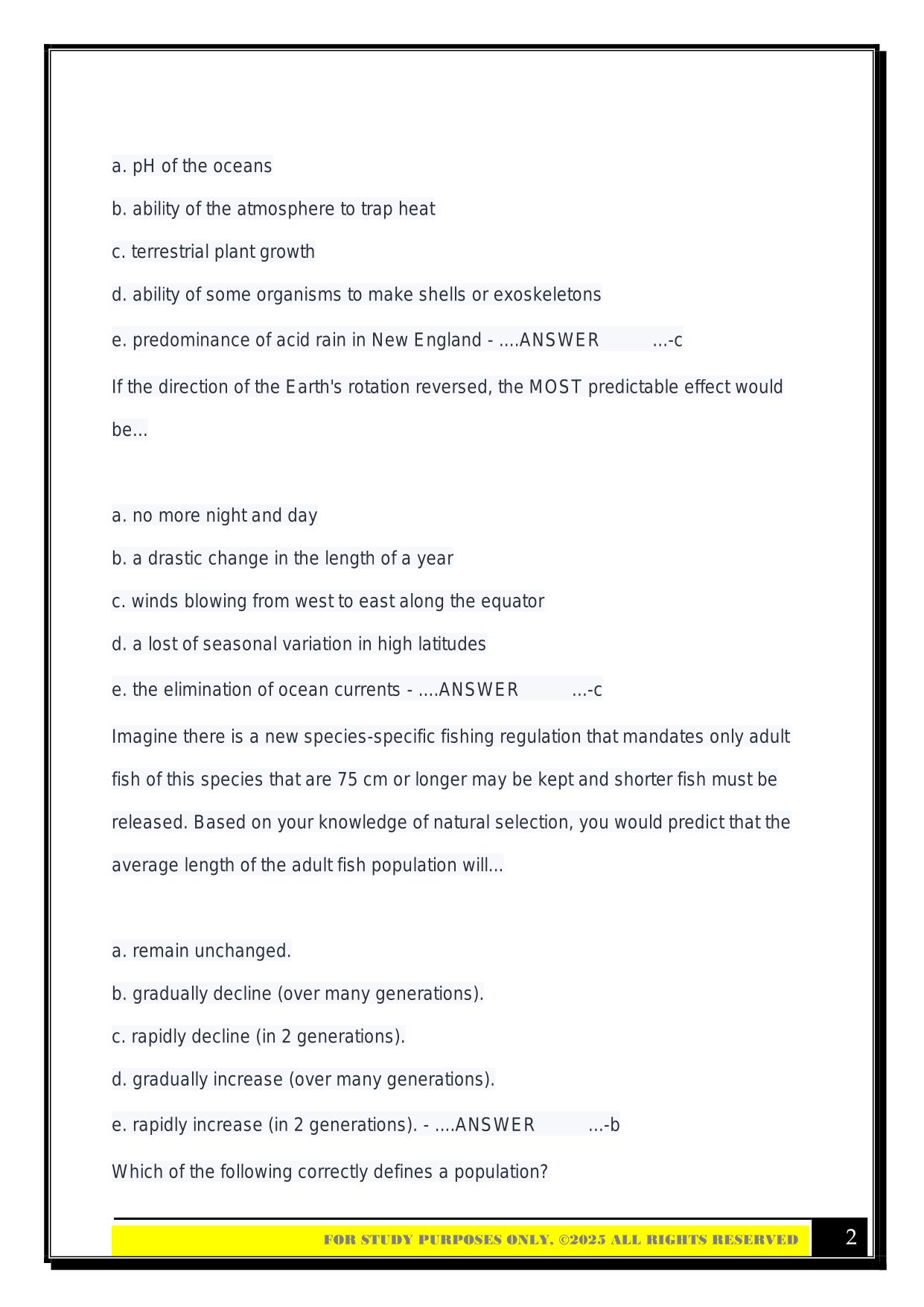 BIO100 Exam #1 2025 Questions and Answers