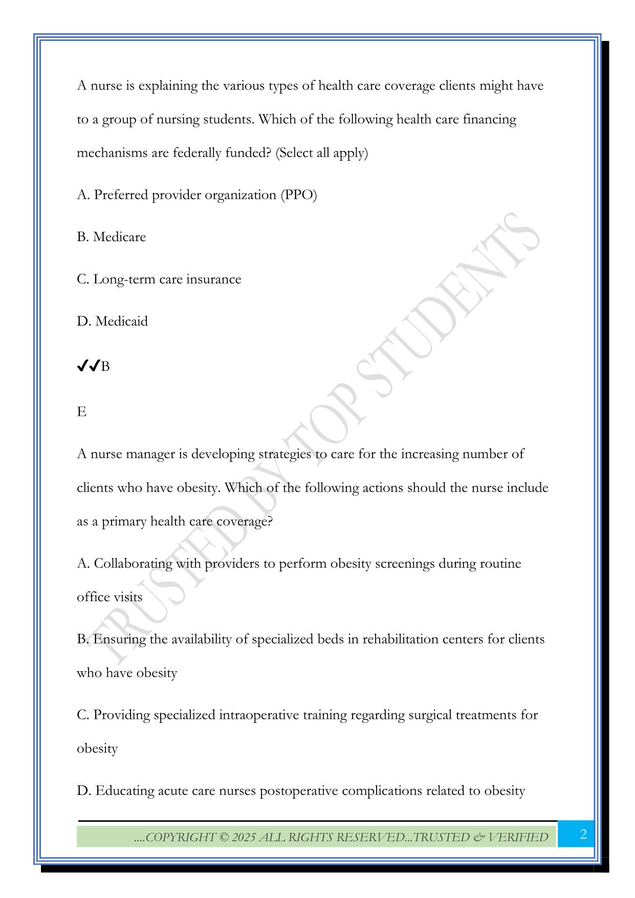 WELLNESS ATI FINAL EXAM 2025 QUESTIONS AND ANSWERS