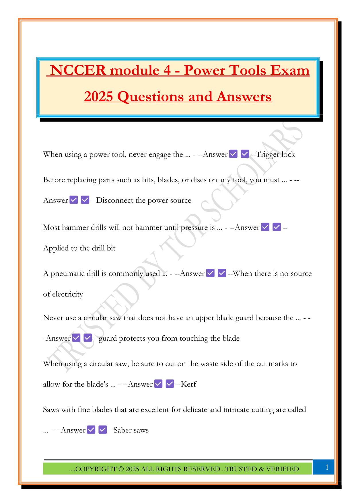 NCCER Fall 2025 Bundled Exams Questions and Answers |100% Pass Verified and Updated