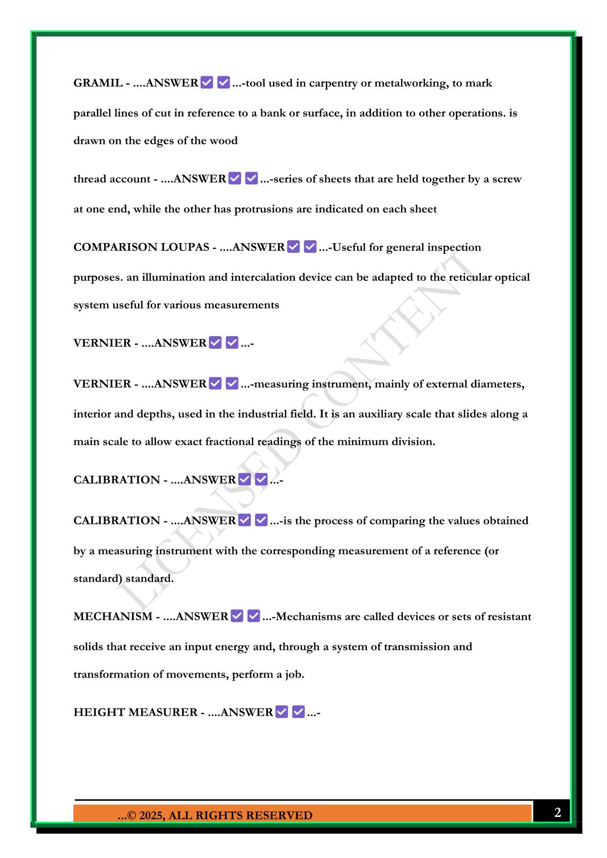 QUALITY ENGINEERING EXAM 2025 QUESTIONS AND ANSWERS