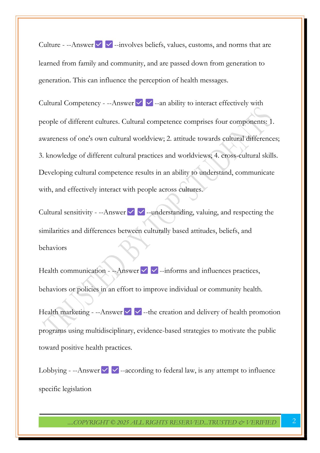 CHES Area of Responsibility VII Exam 2025 Questions and Answers