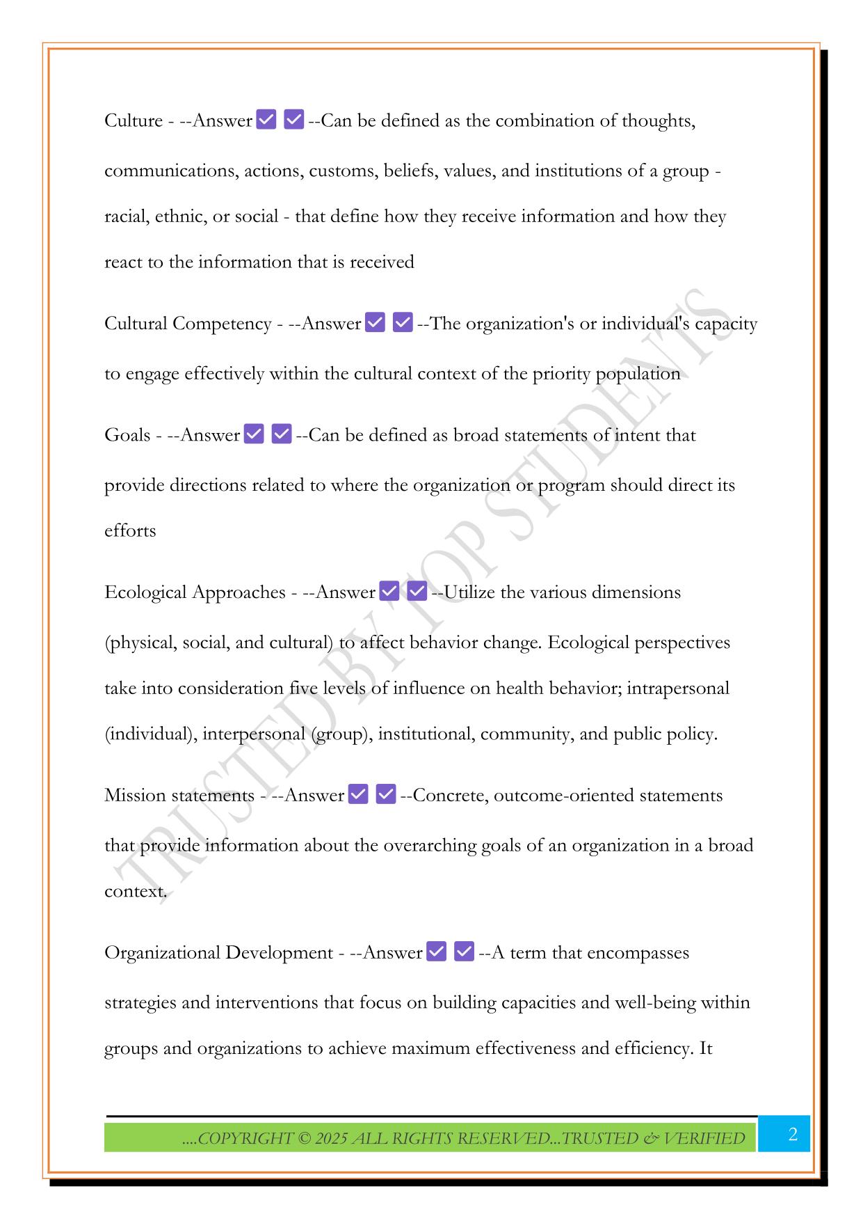CHES Area of Responsibility V Exam 2025 Questions and Answers