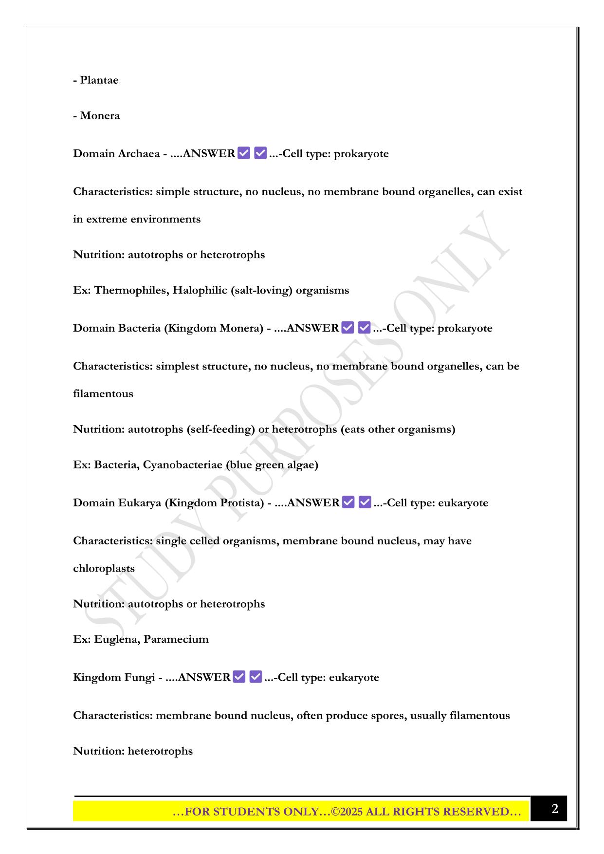 BIO 100 Lab Exam 1 2025 Questions and Answers