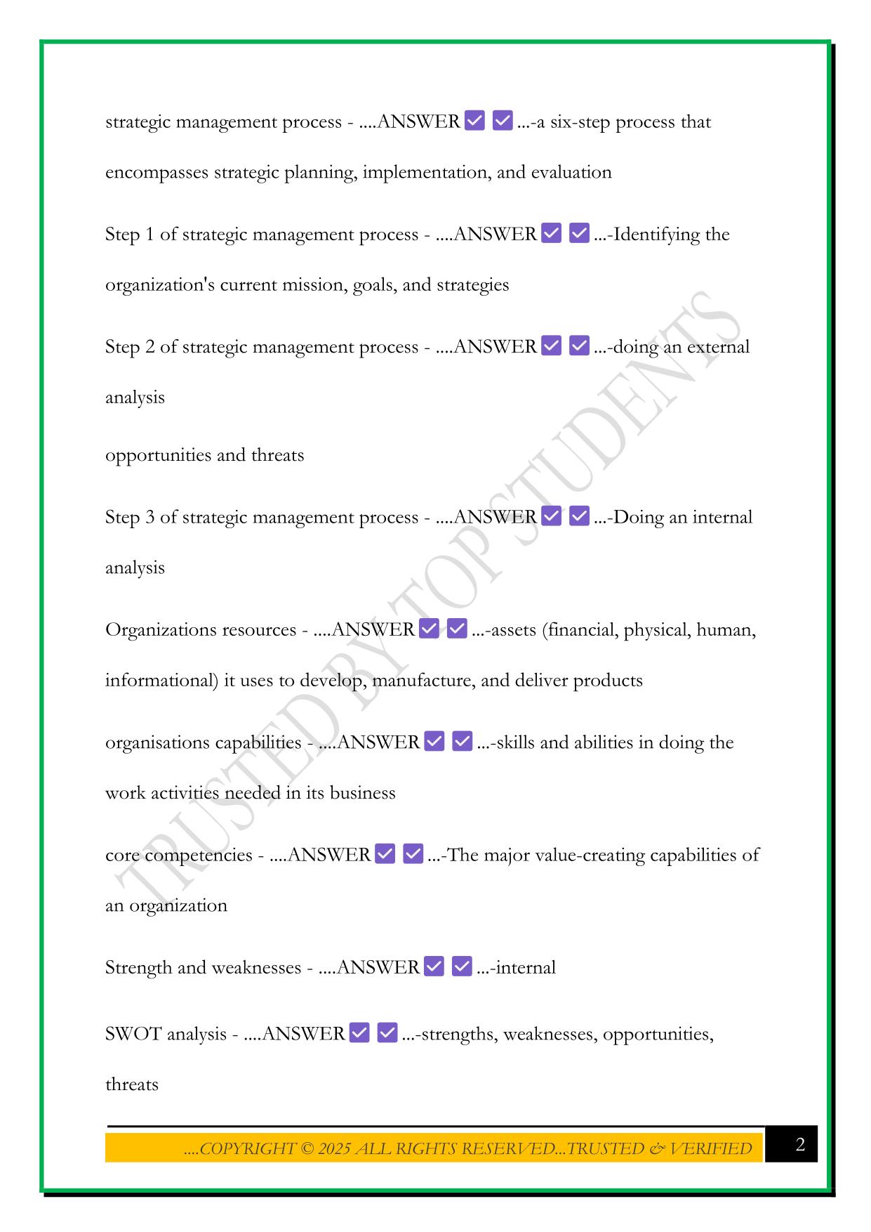 MGT202 EXAM 2 UTK 2025 QUESTIONS AND ANSWERS