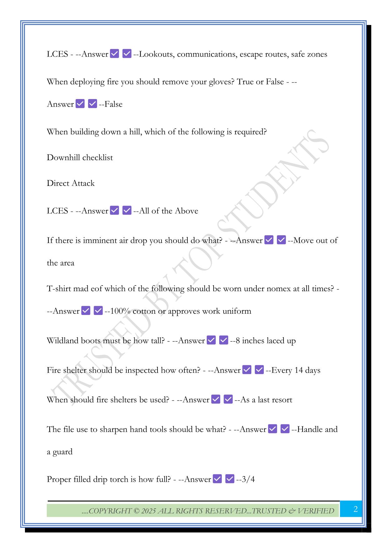 Cal Fire basic Exam 2025 Questions and Answers