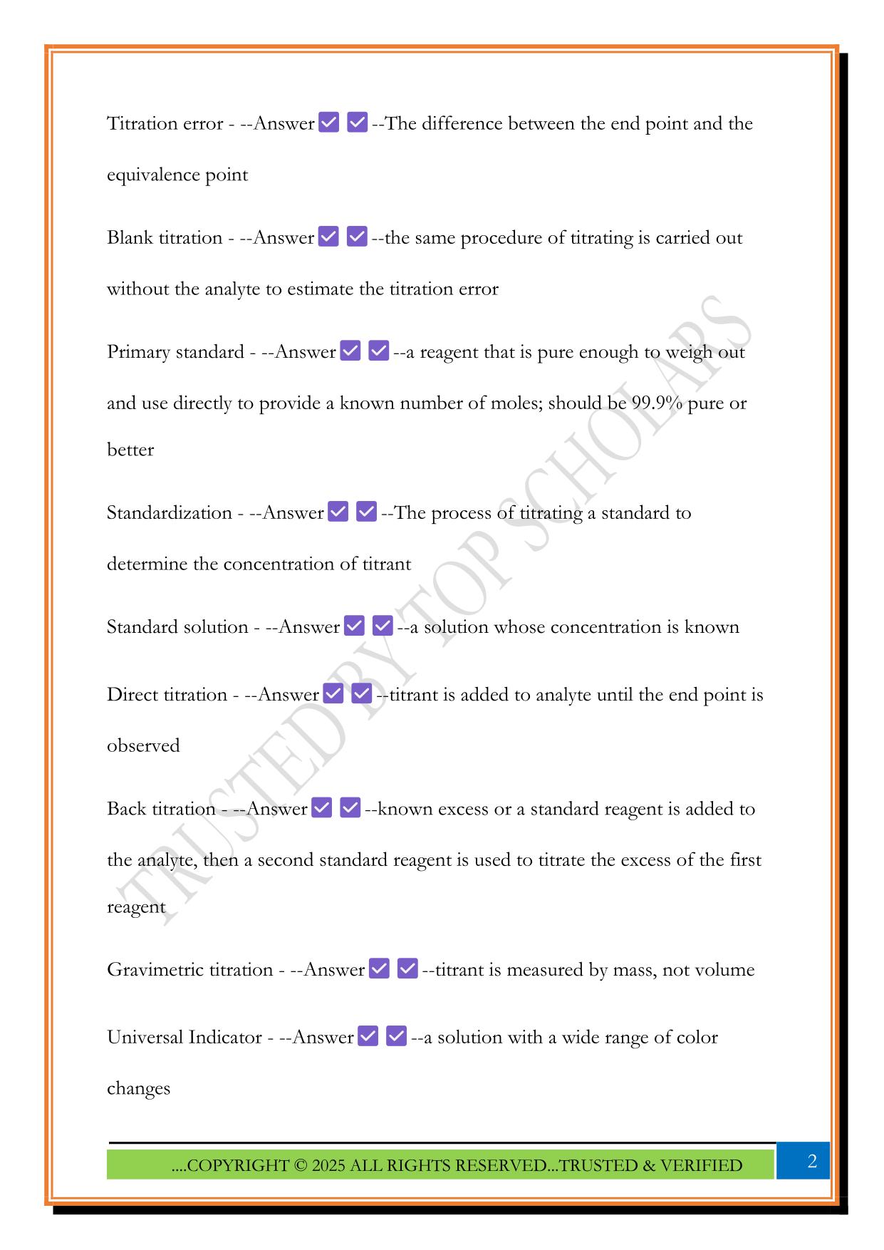 Analytical Chemistry Exam #2 2025 Questions and Answers
