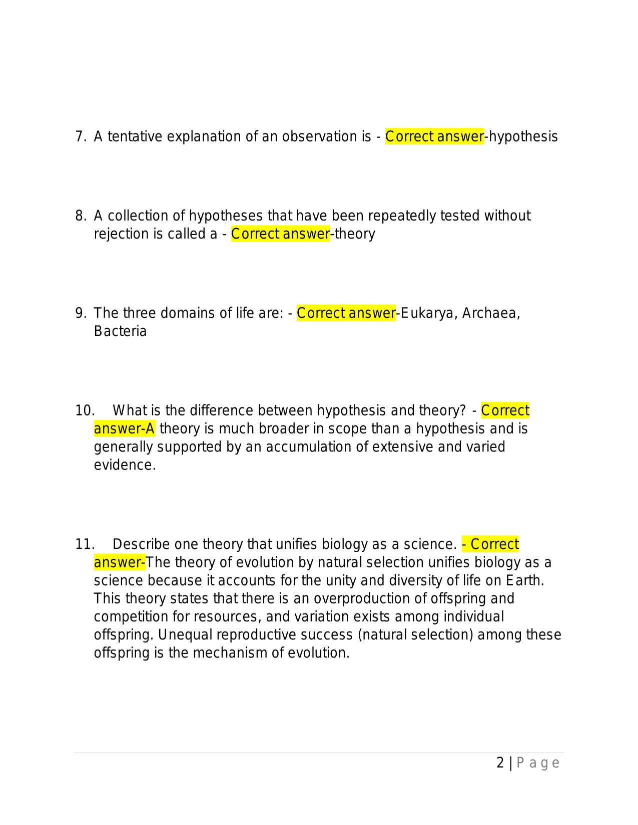 BSC 108 EXAM 1-ALABAMA 2025 QUESTIONS ANSWERS.