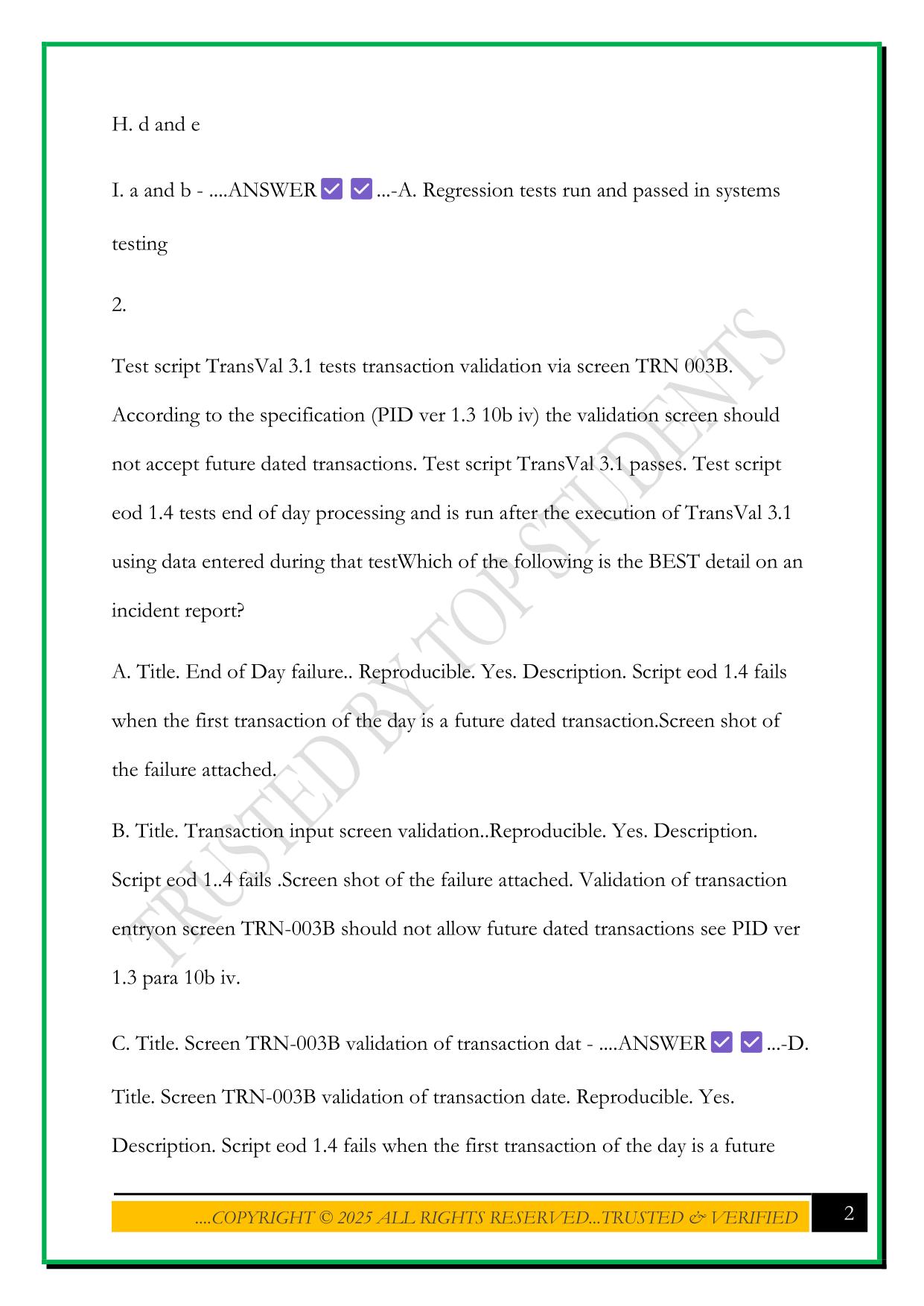 ISTQB FOUNDATION LEVEL CTFL_001 EXAM 2025 QUESTIONS AND ANSWERS