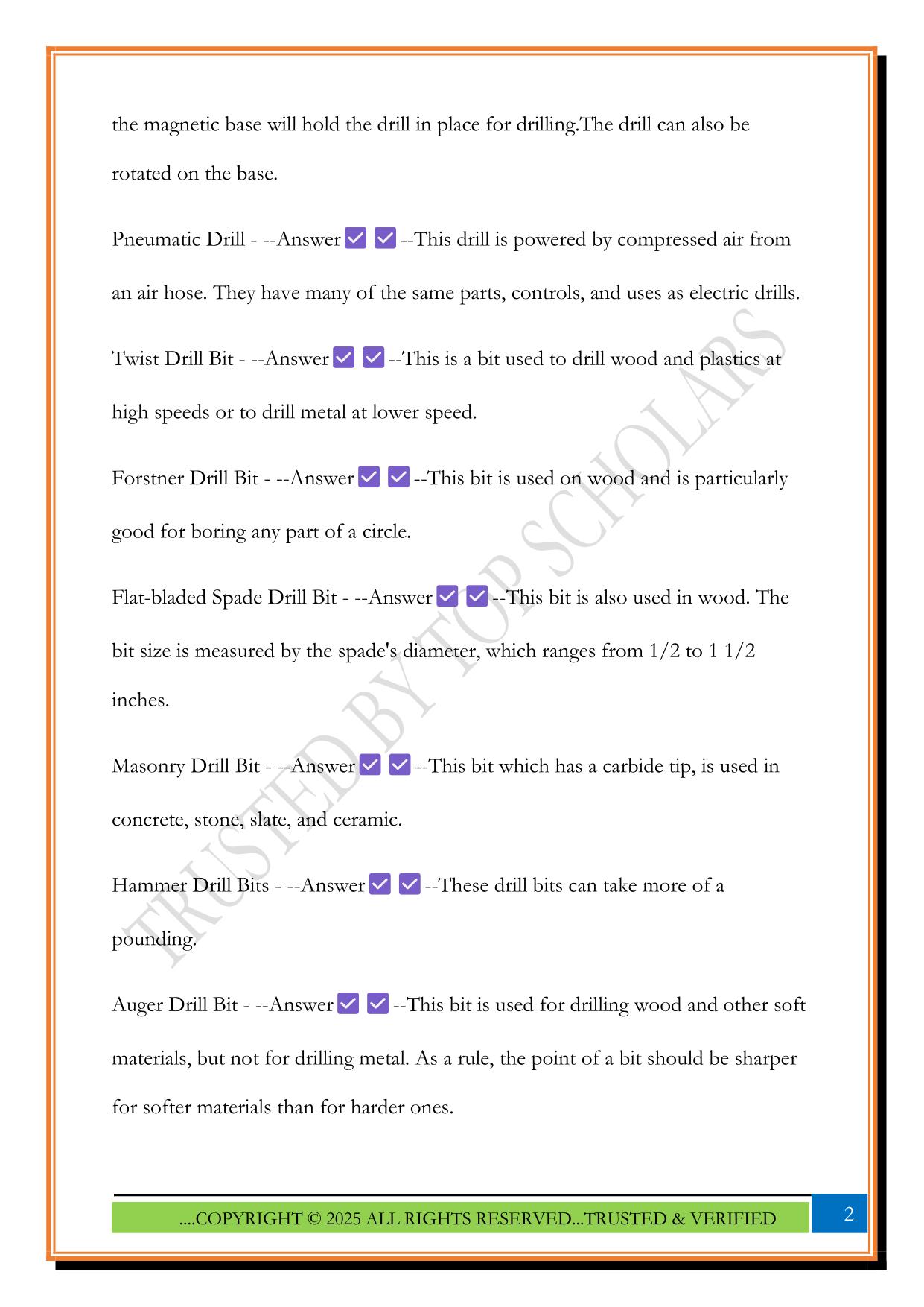 Power Tools Exam 2025 Questions and Answers