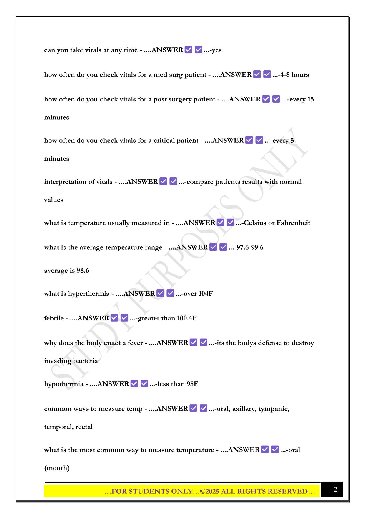 NUR218 Exam 1 2025 Questions and Answers
