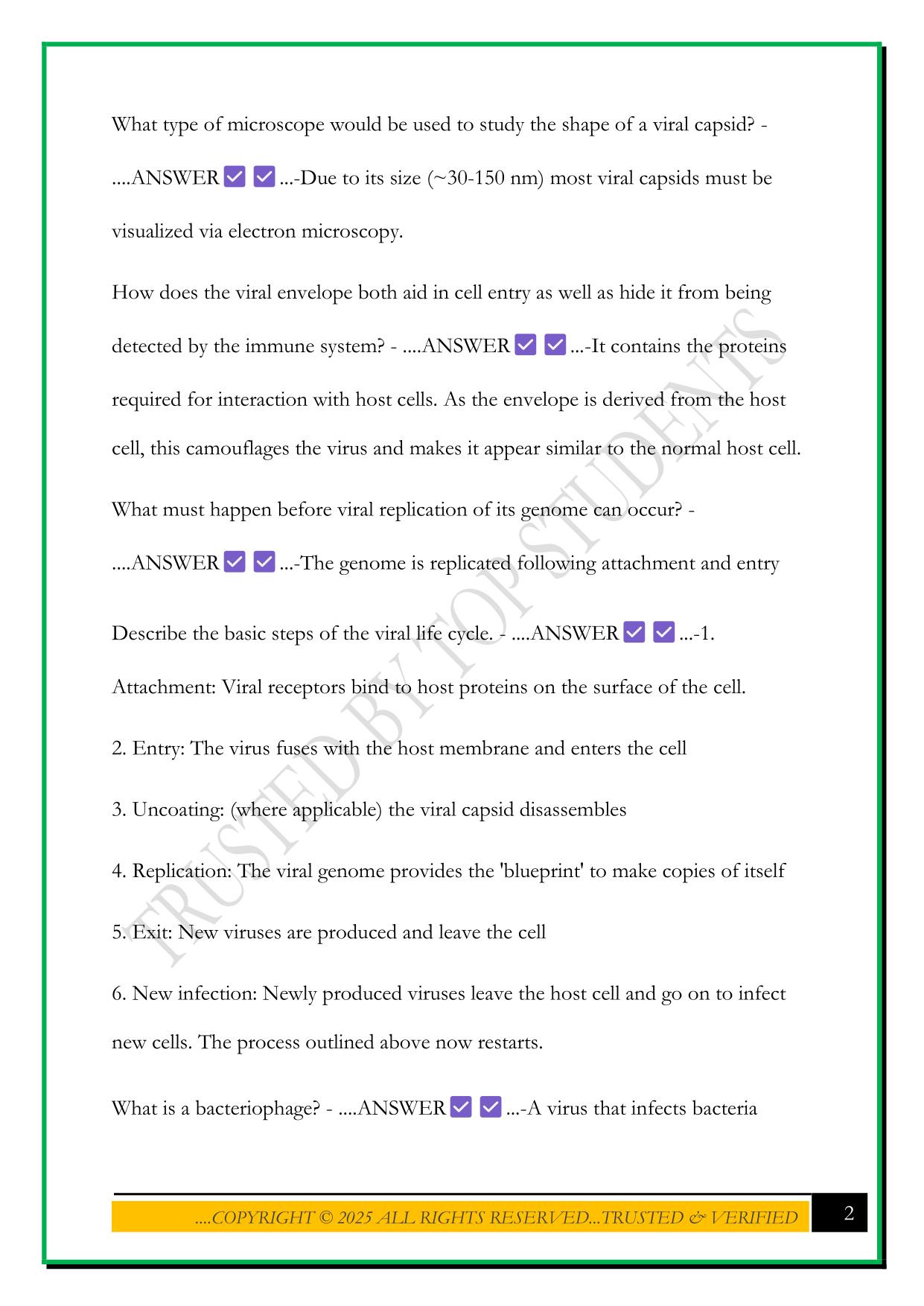 PORTAGE LEARNING BIOD 171 MODULE 6 EXAM 2025 QUESTIONS ANSWERS