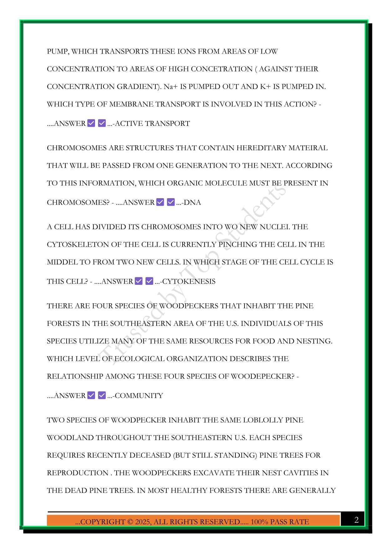 WGU- INTRO TO BIOLOGY C190 EXAM 2025 QUESTIONS AND ANSWERS