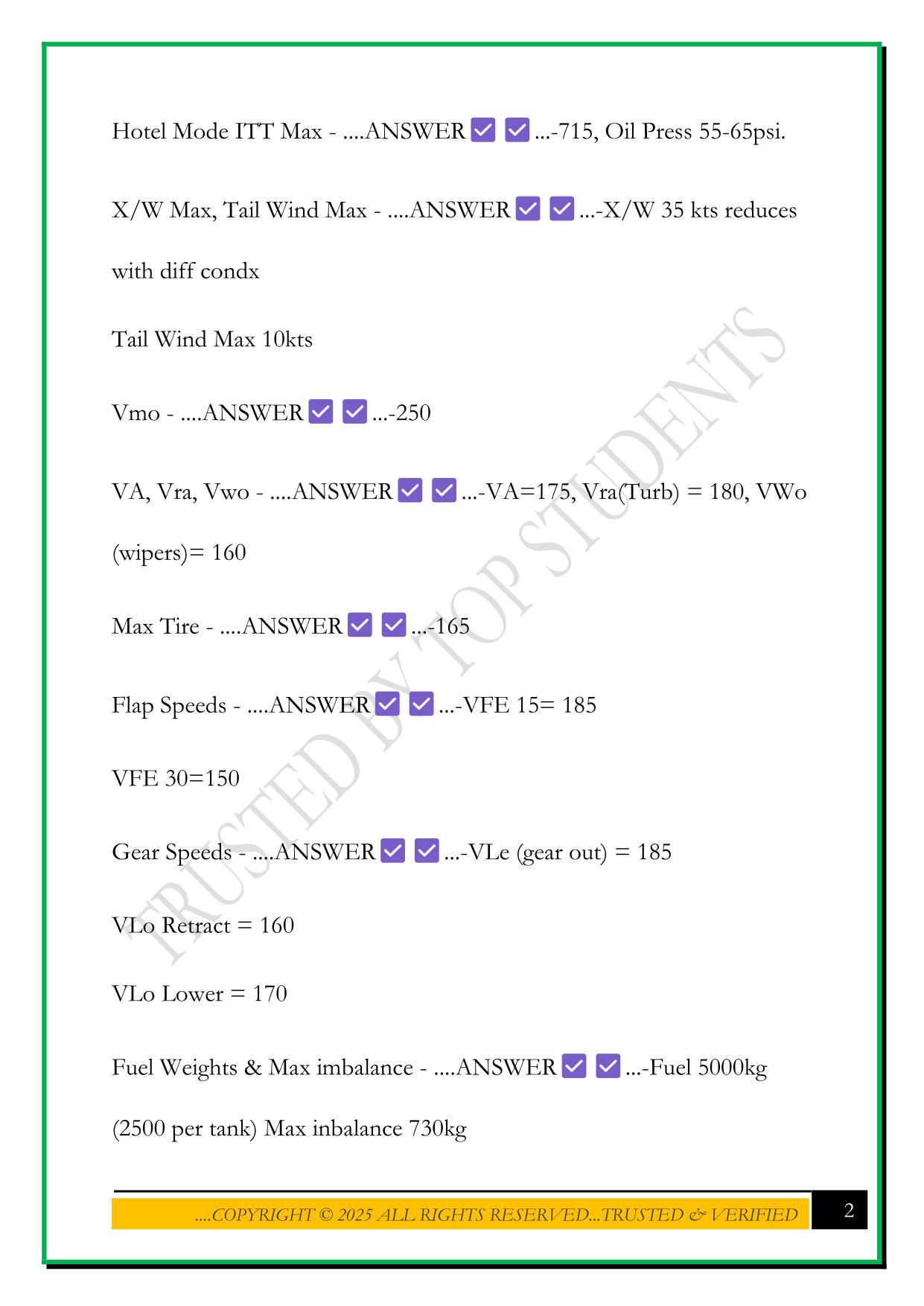 ATR 72-600 LIMITATIONS EXAM 2025 QUESTIONS AND ANSWERS