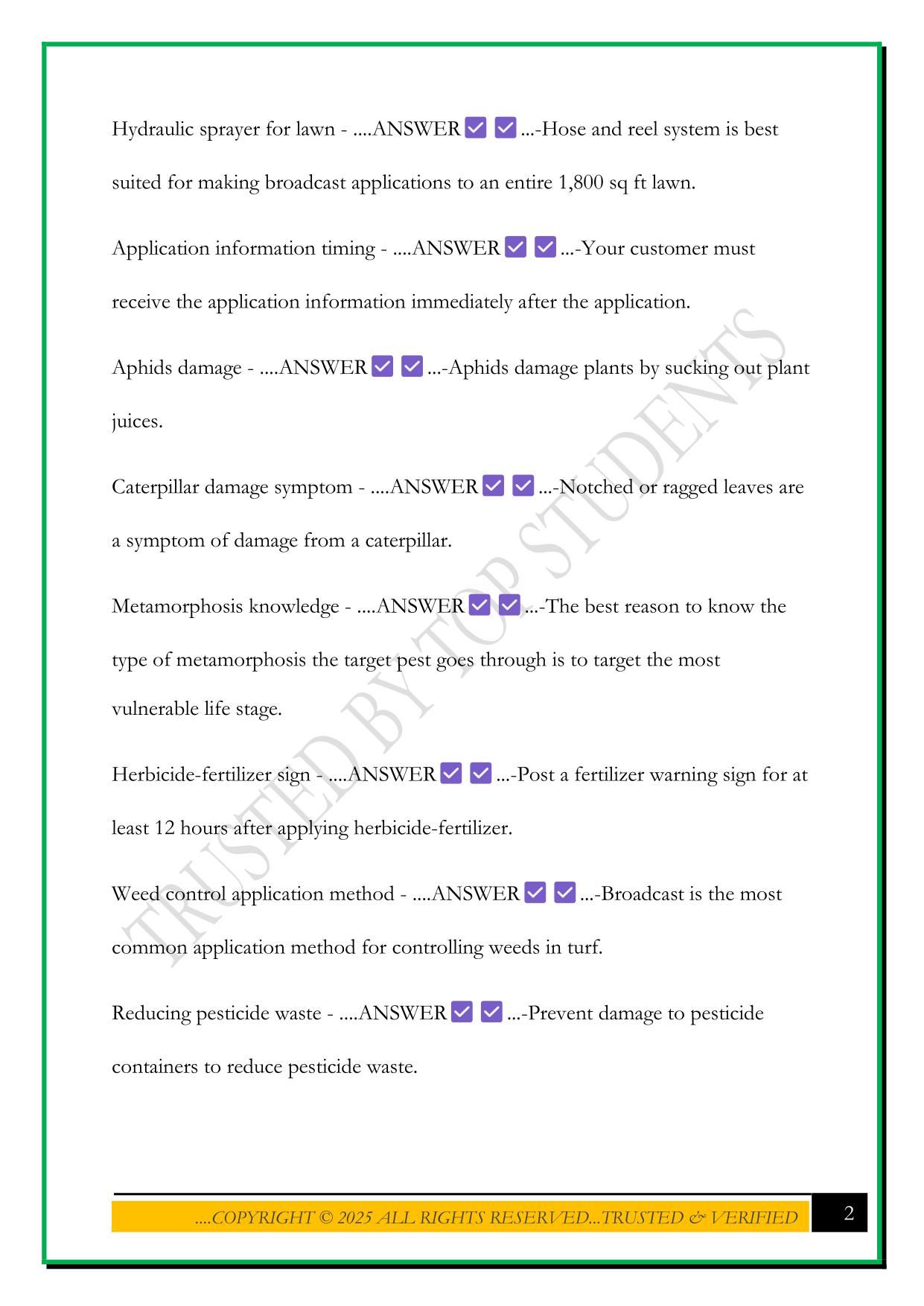 TURF & LANDSCAPE 3.0 EXAM 2025 QUESTIONS AND ANSWERS