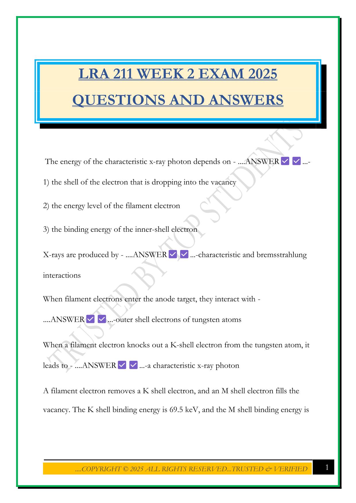 LRA 211 WEEK 2 EXAM 2025 QUESTIONS AND ANSWERS