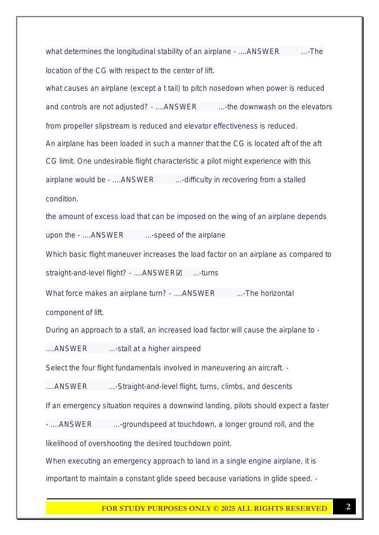 Private Pilot Written Exam 2025 Questions and Answers
