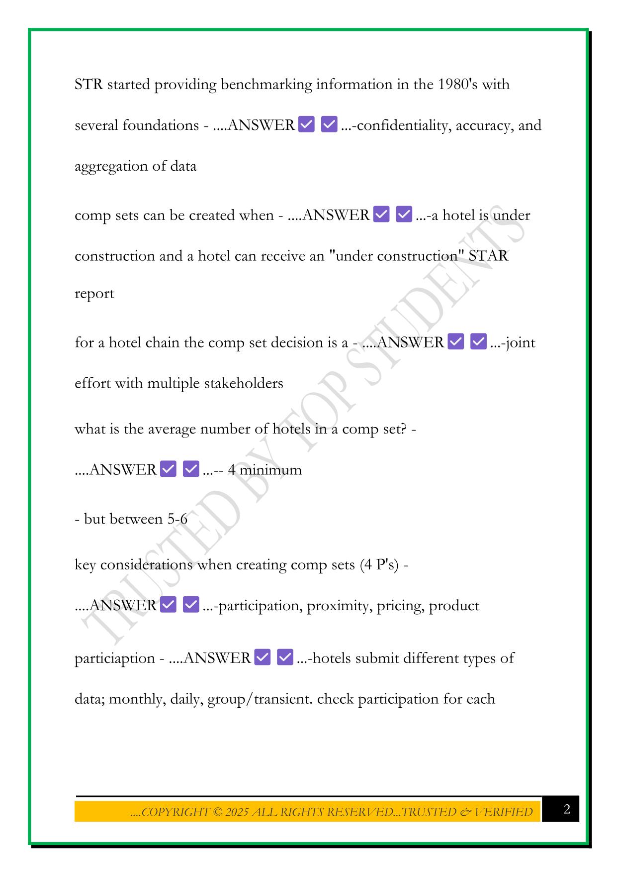 CHIA HOTEL INDUSTRY ANALYTICAL FOUNDATIONS EXAM 2025 QUESTIONS AND ANSWERS