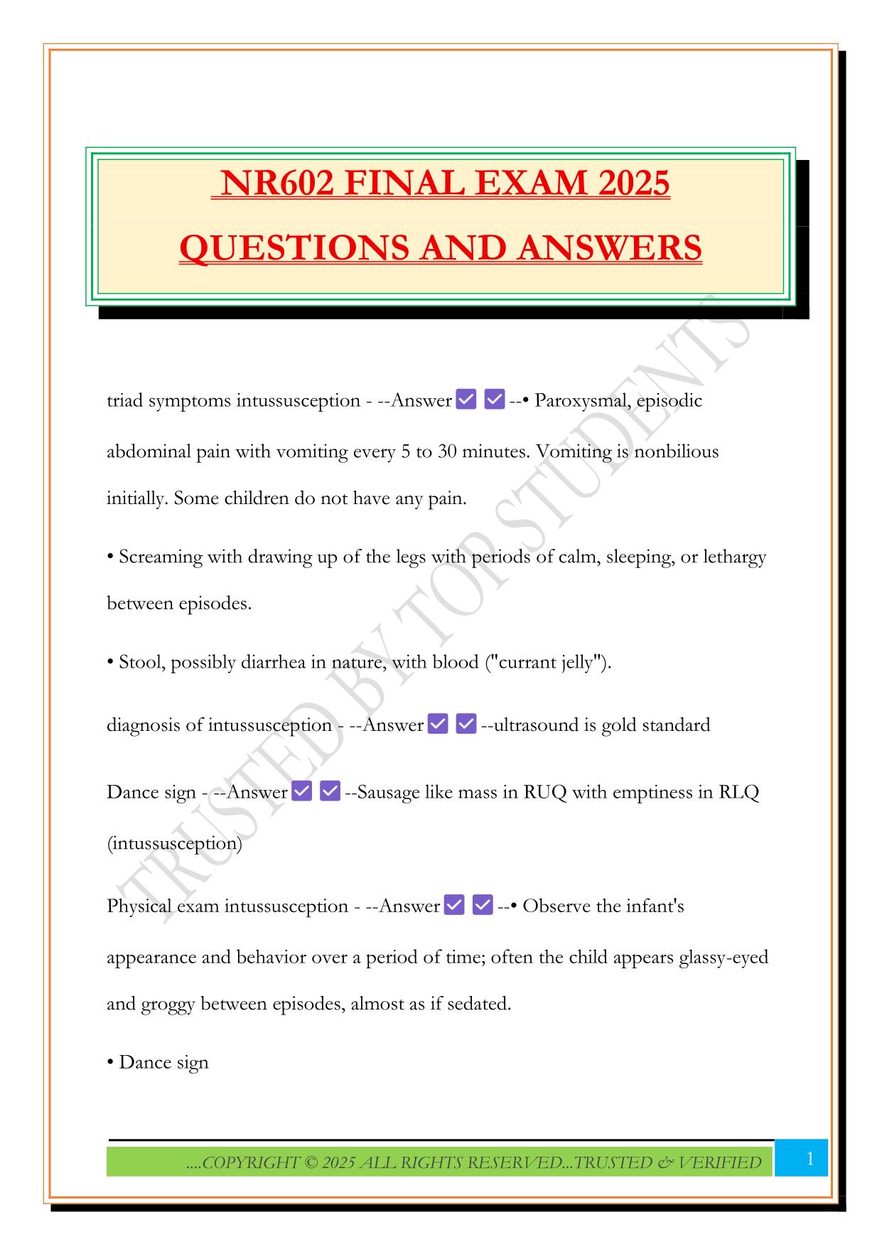NR602 FINAL EXAM 2025 QUESTIONS AND ANSWERS