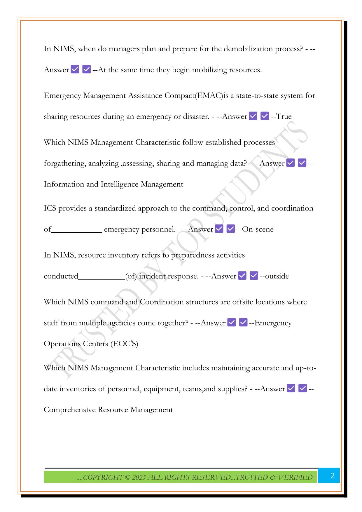 NIMS/700 Exam 2025 Questions and Answers