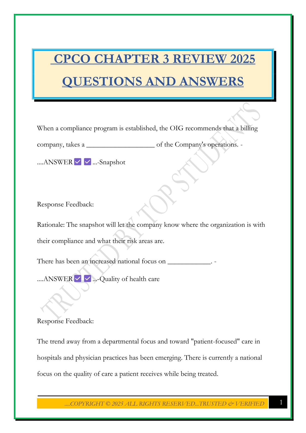 CPCO CHAPTER 3 REVIEW 2025 QUESTIONS AND ANSWERS