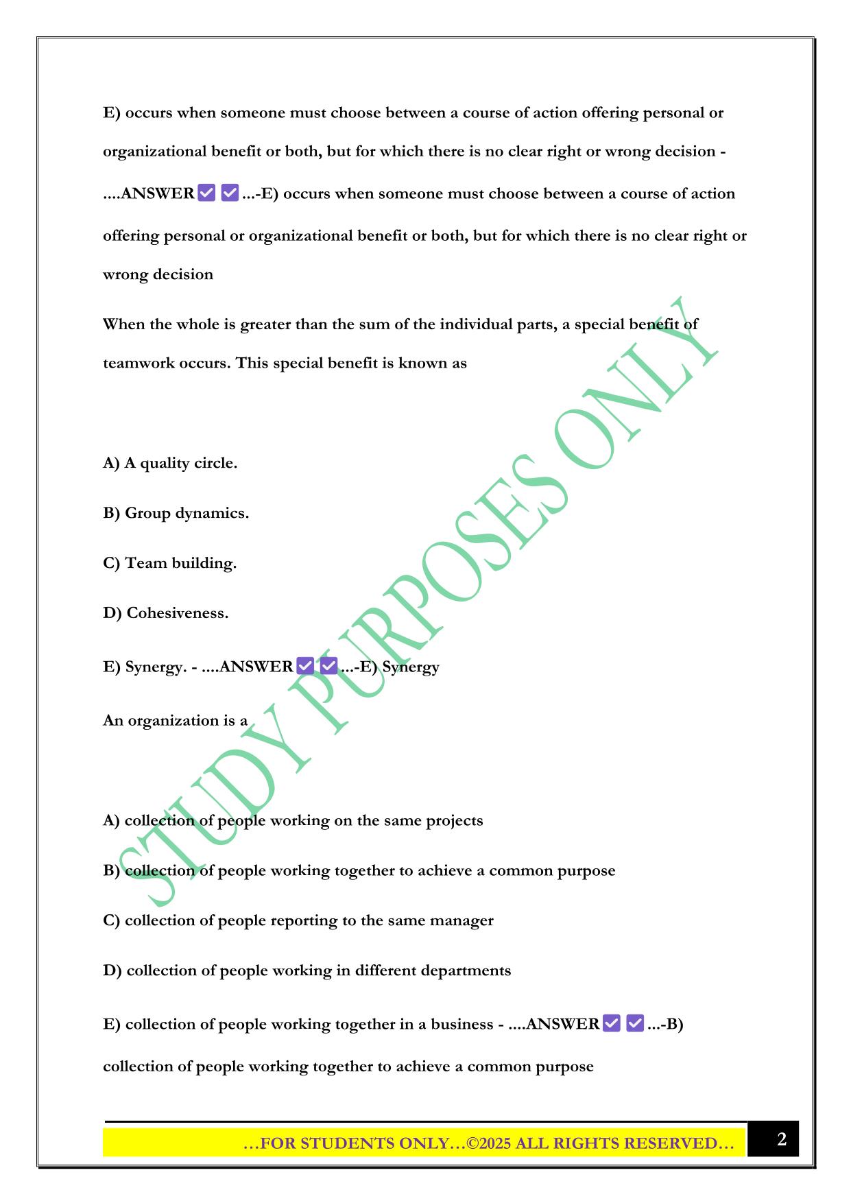 BMGT Final Review Exam 1 Chapters 2025 Questions and Answers
