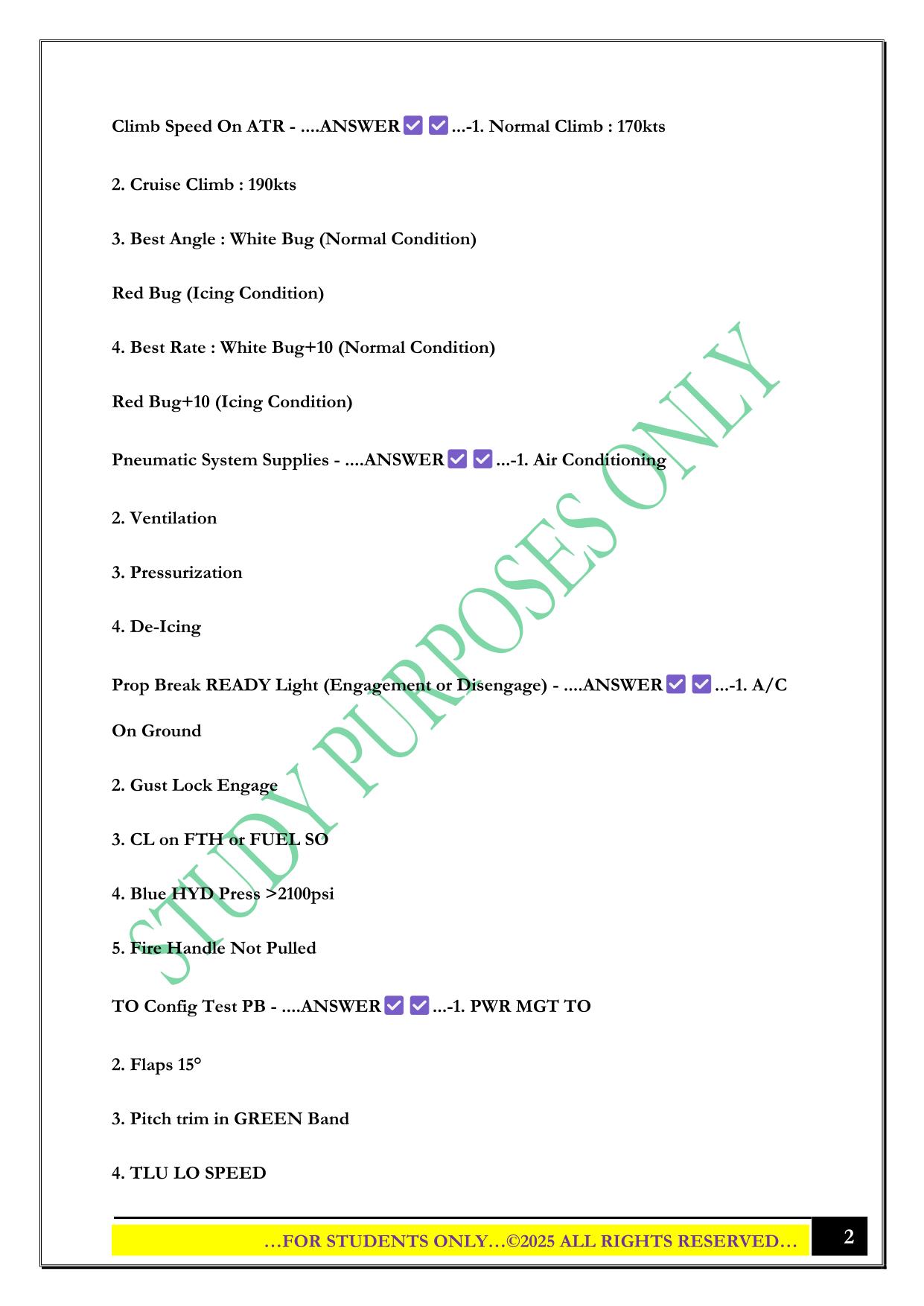 ATR 72-600 (Notes) Exam 2025 Questions and Answers