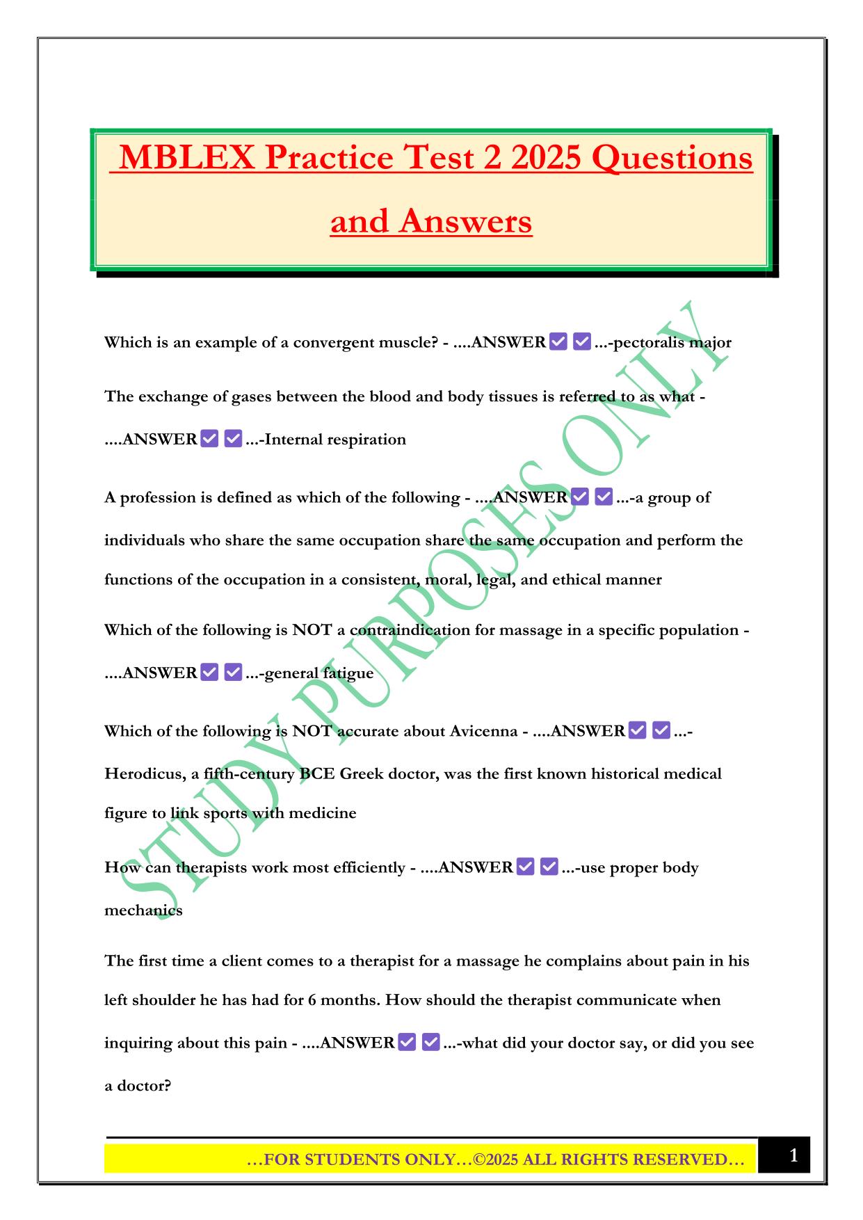 MBLEX Practice Test 2 2025 Questions and Answers