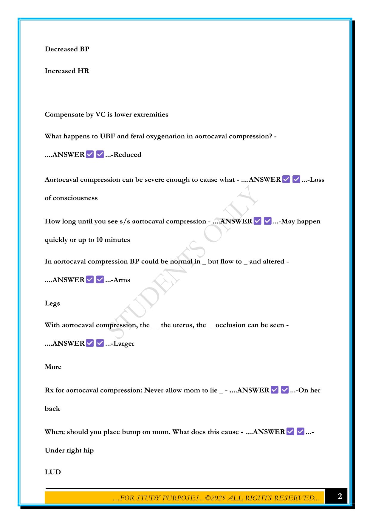 OB ANESTHESIA EXAM 2025 QUESTIONS AND ANSWERS