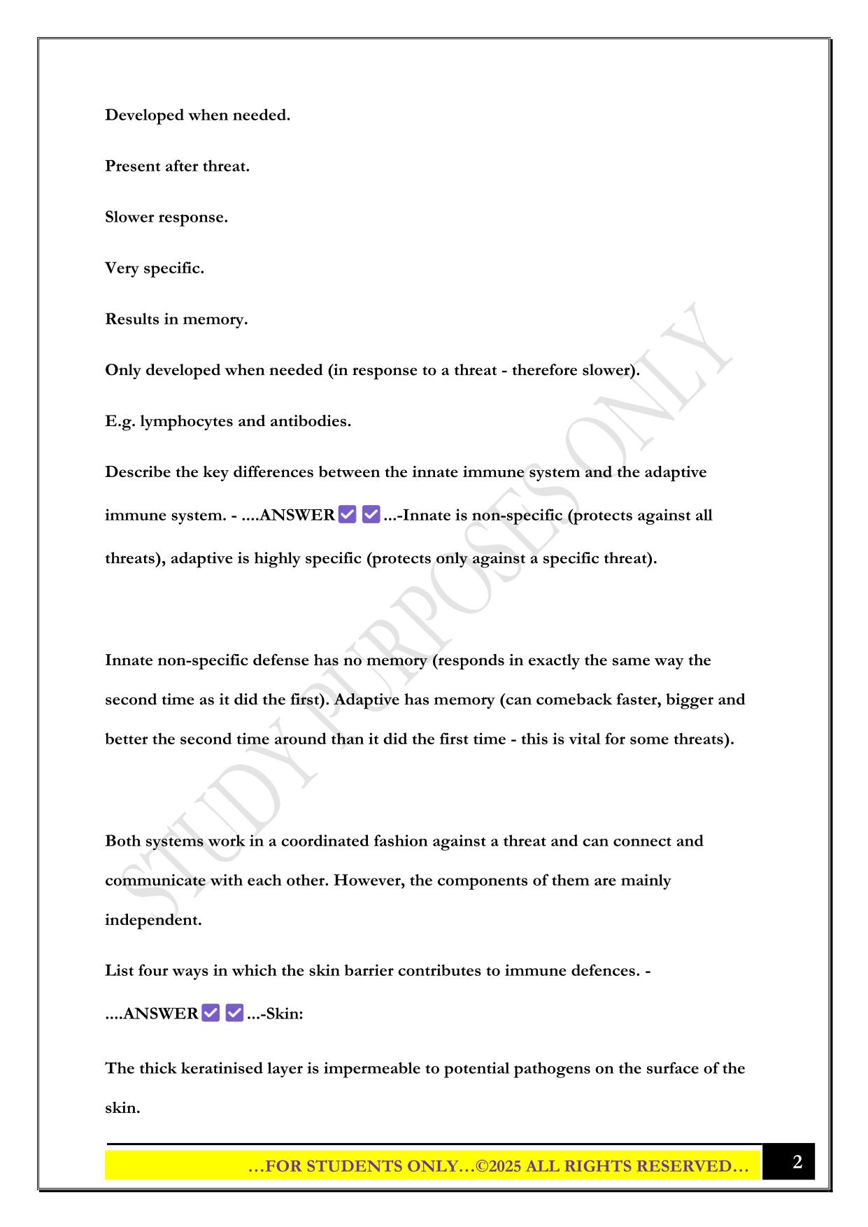 VIID - Immunology Study Questions with Correct Answers