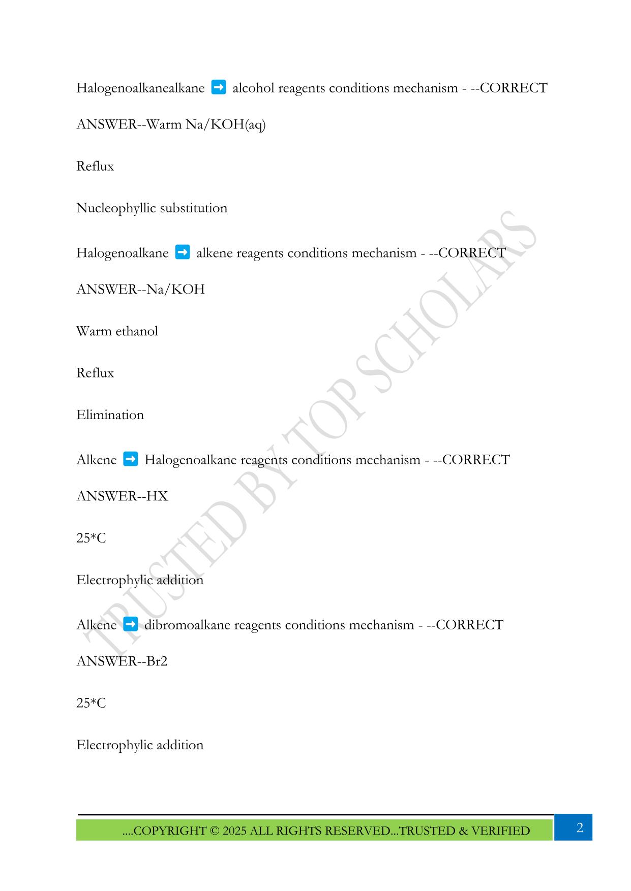 MECHANISMS aqa a level chemistry Exam 2025 Questions and Answers