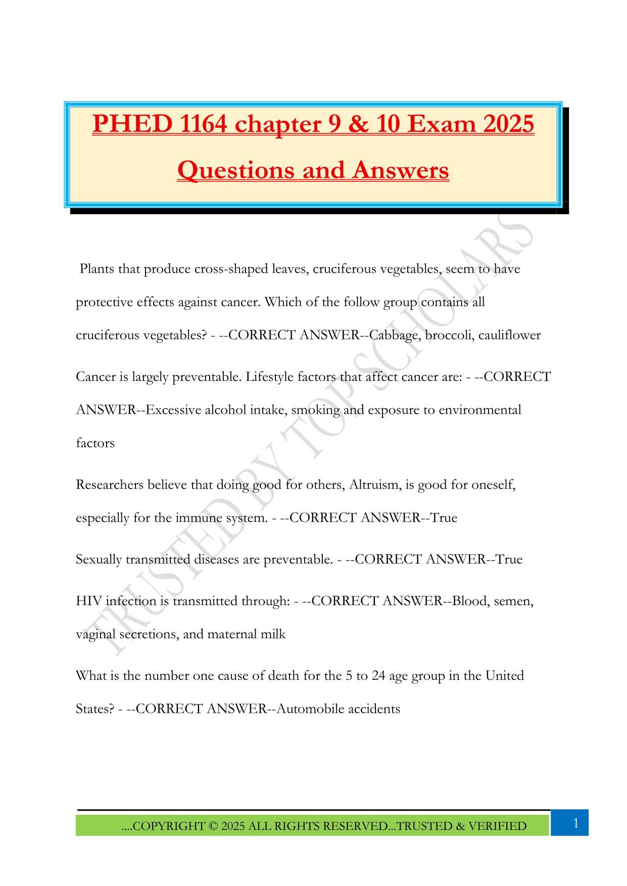 PHED 1164 Fall 2025 Bundled Exams Questions and Answers |100% Pass Updated & Verified