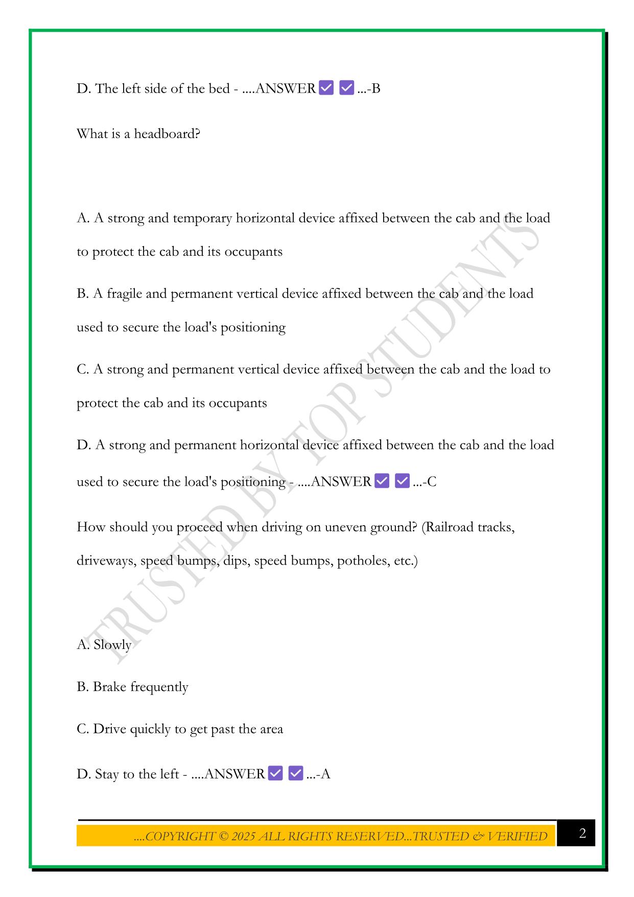 NYS TOW TRUCK ENDORSEMENT PRACTICE TEST 4 2025 QUESTIONS AND ANSWERS