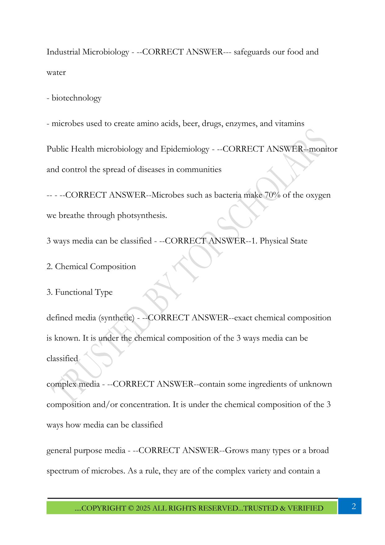BIOS 242 Microbiology Exam 1 2025 Questions and Answer