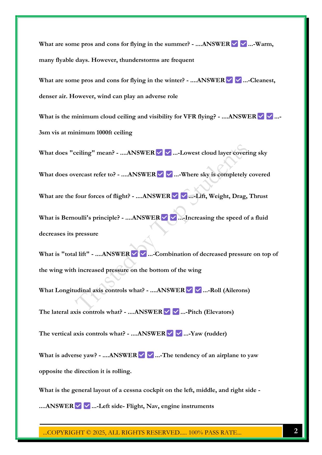 GROUND SCHOOL CHAPTER 1 EXAM 2025 QUESTIONS AND ANSWERS