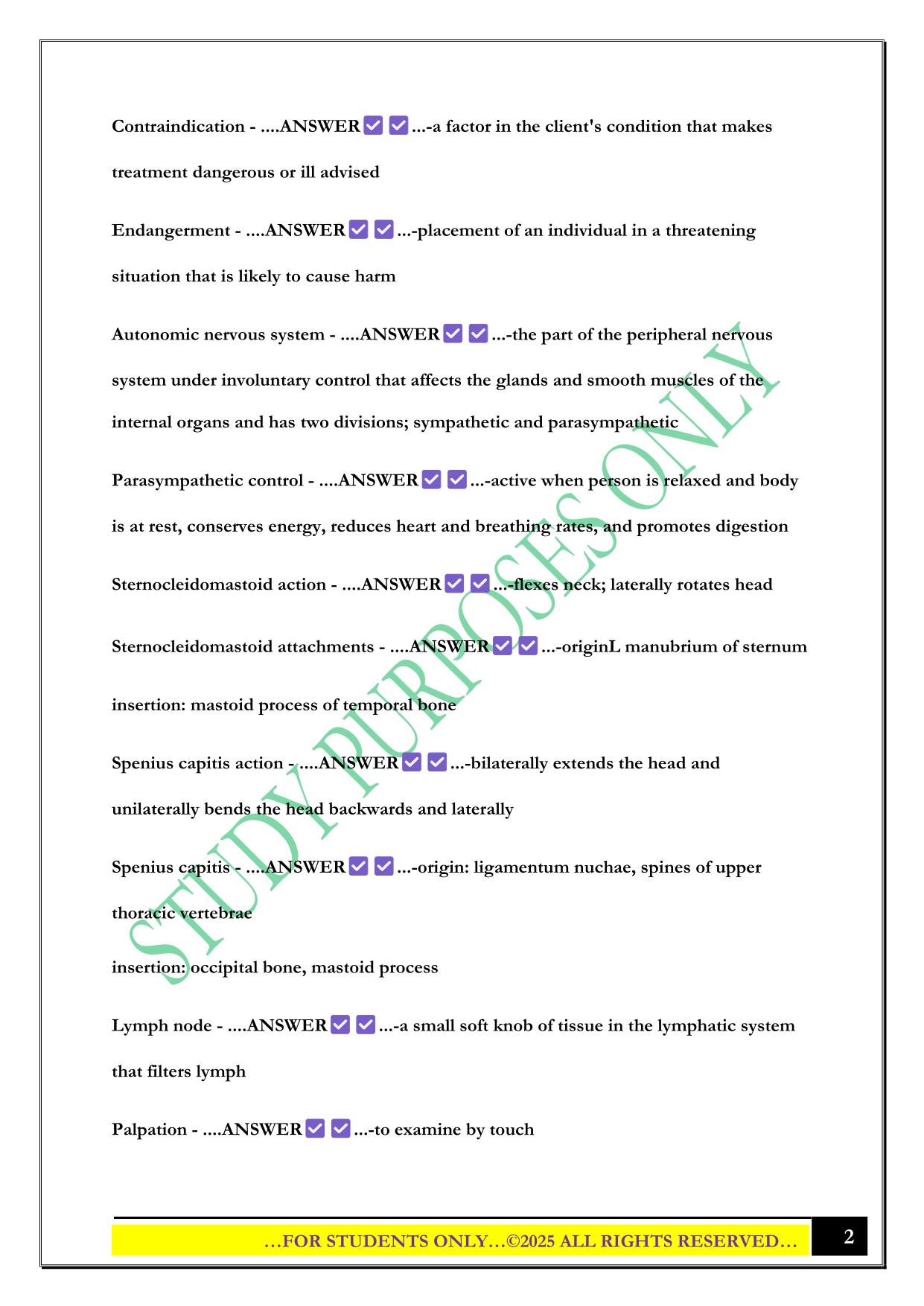 MBLEx Massage Test Practice 1 2025 Questions and Answers