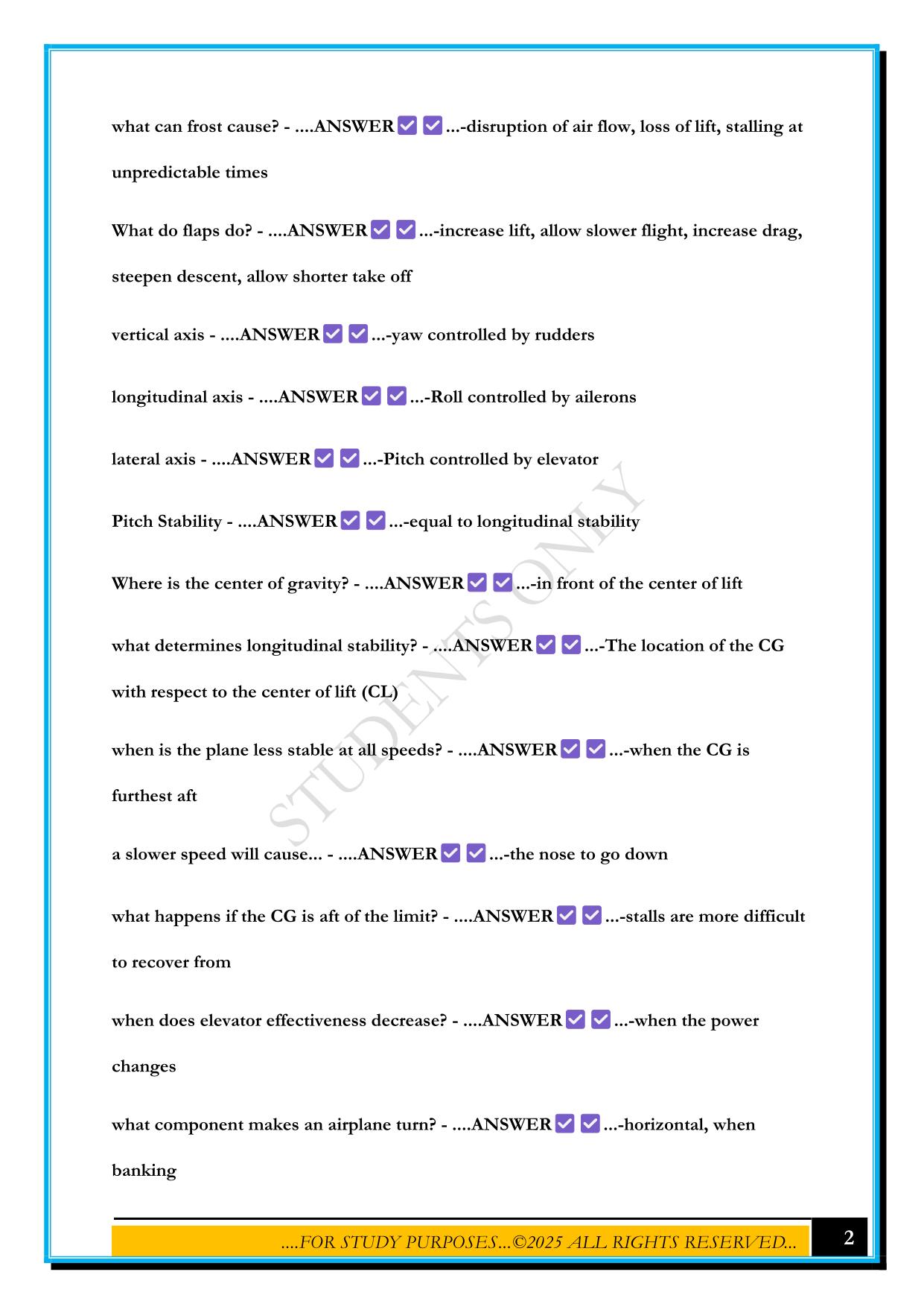 GROUND SCHOOL – PPL EXAM 2025 QUESTIONS AND ANSWERS