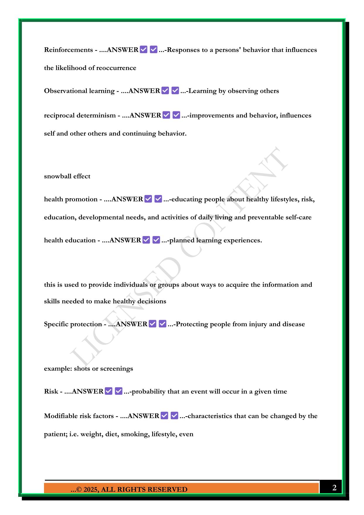 PROMOTING HEALTHY POPULATION IUPUI EXAM 1 2025 QUESTIONS AND ANSWERS