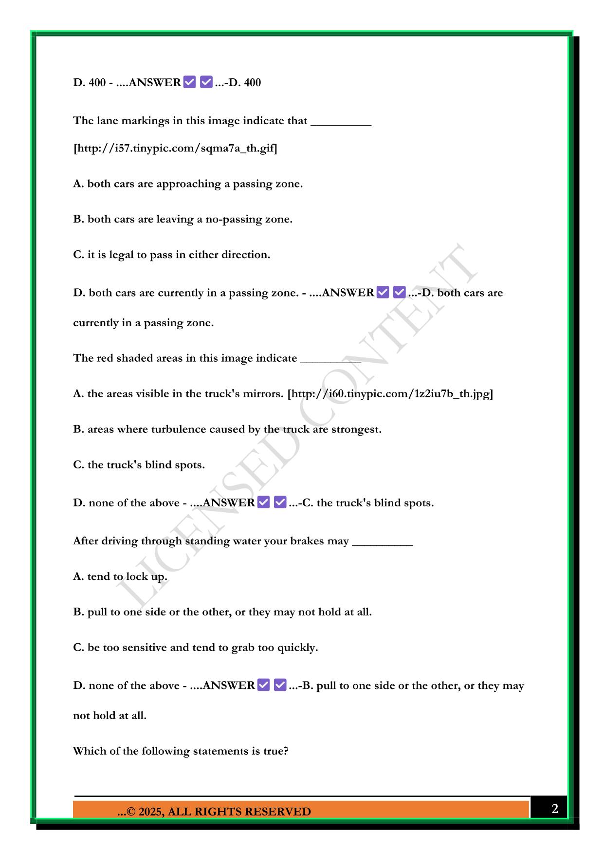 DMV PRACTICE TEST 2025 QUESTIONS AND ANSWERS