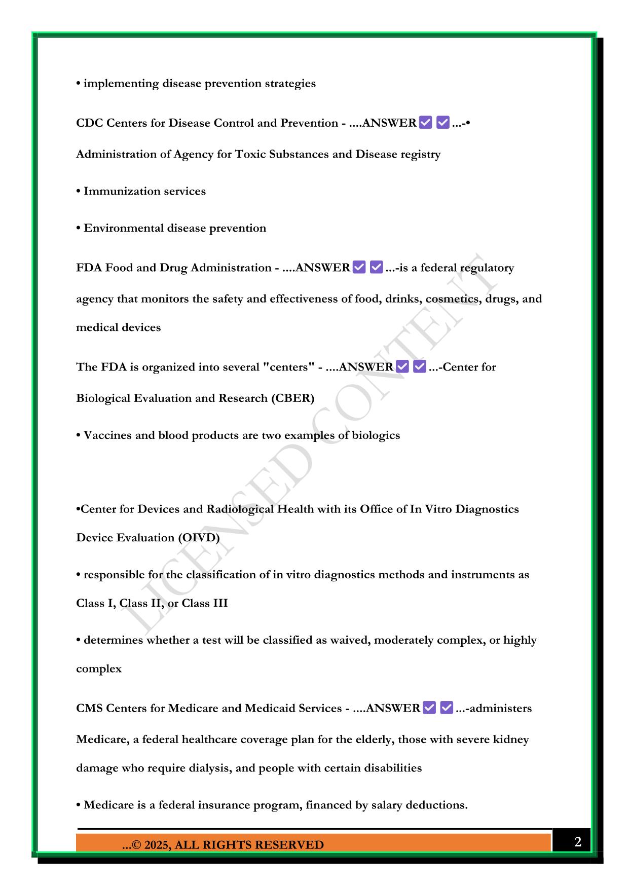 CHT CHS CERTIFICATION - LABORATORY REGULATION EXAM 2025 QUESTIONS AND ANSWERS