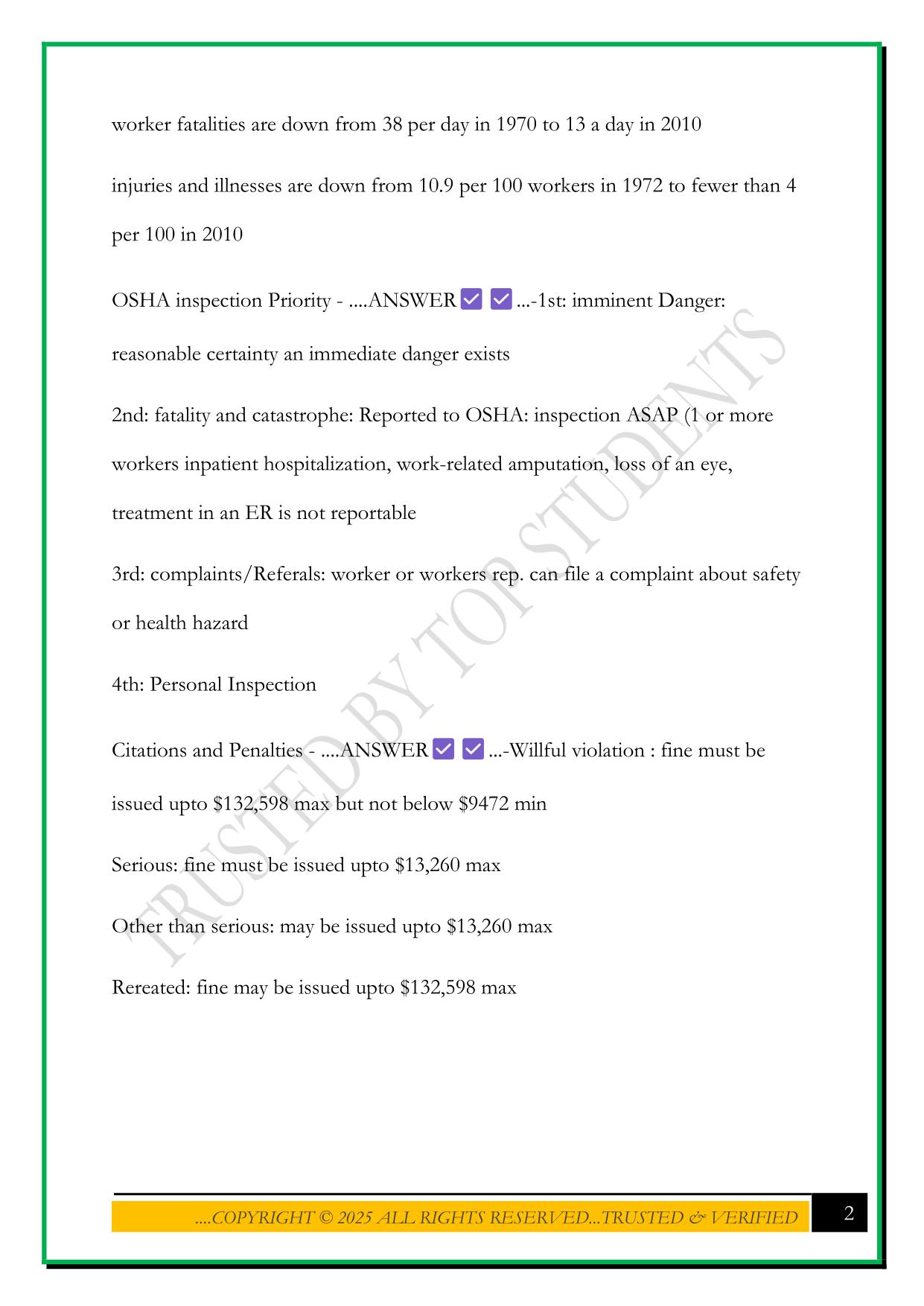 OSHA 30 EXAM 1 2025 QUESTIONS AND ANSWERS