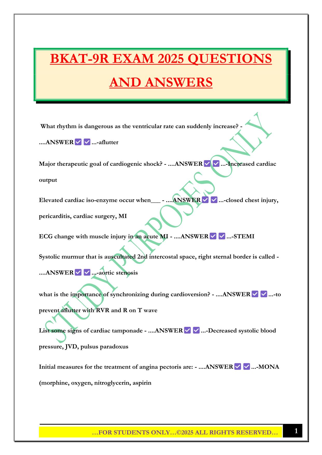 BKAT-9R EXAM 2025 QUESTIONS AND ANSWERS