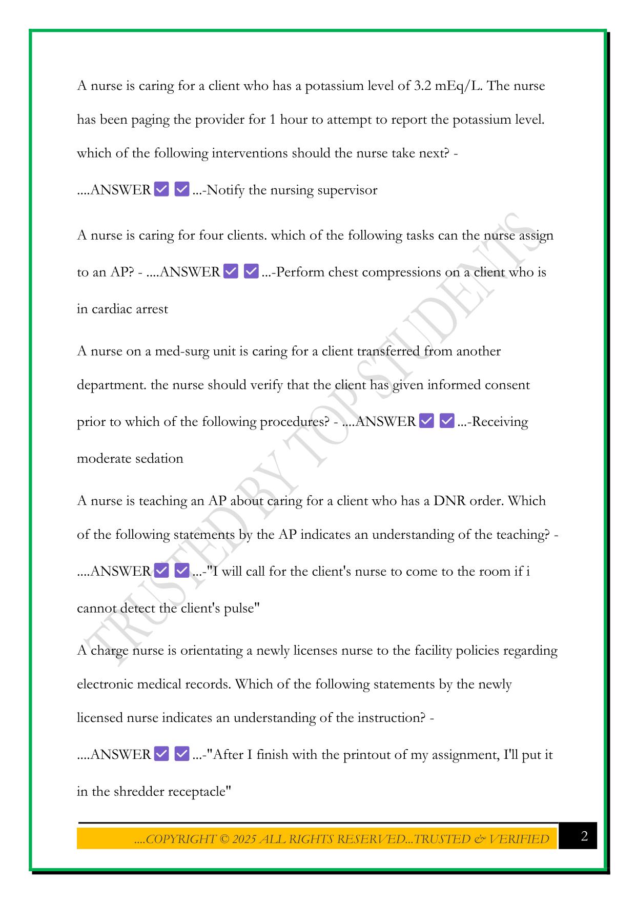 LEADERSHIP FINAL (ATI) EXAM 2025 QUESTIONS AND ANSWERS