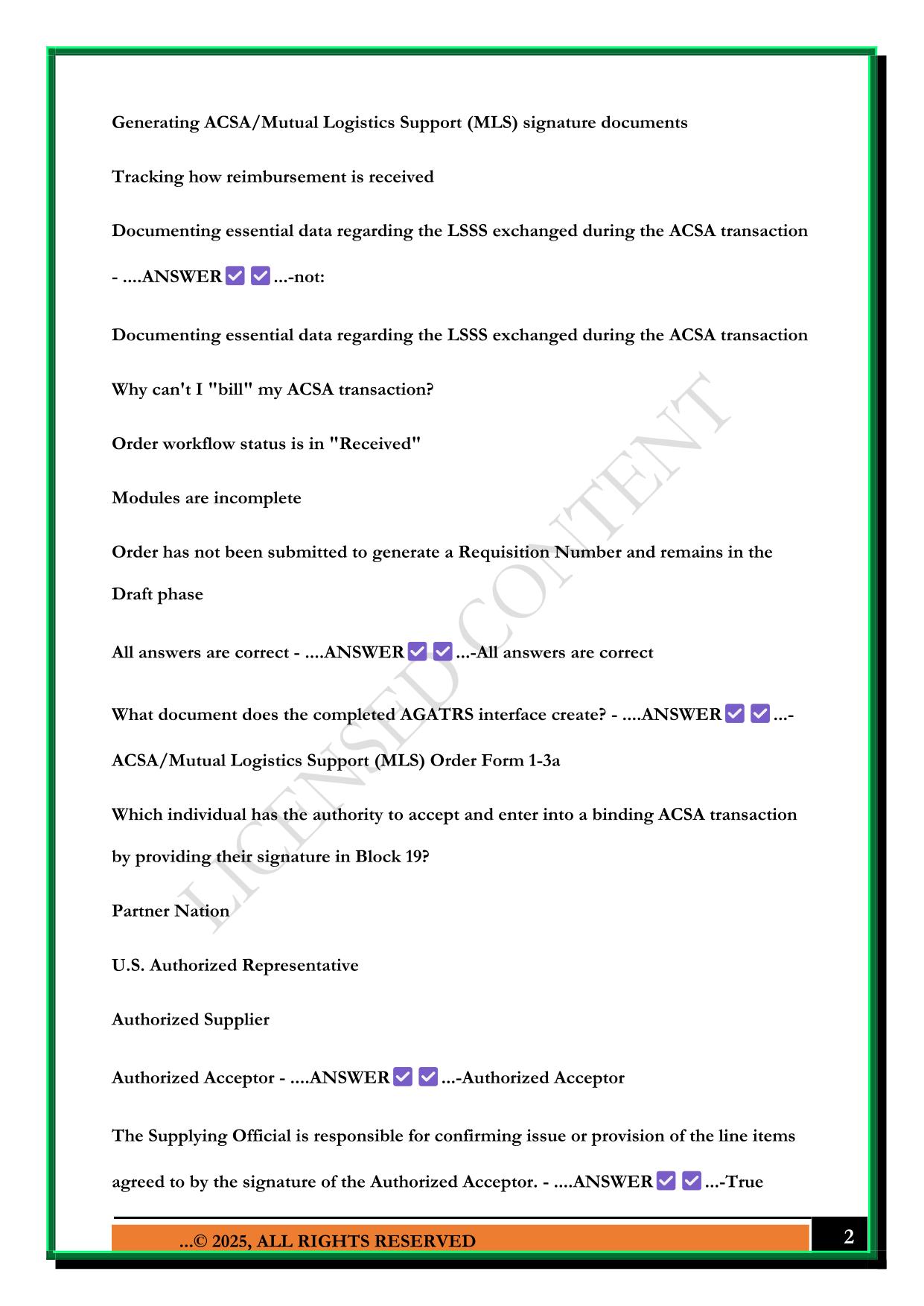 AGATRS ESSENTIALS COURSE (1.5 HR) (FOUO) EXAM 2025 QUESTIONS AND ANSWERS