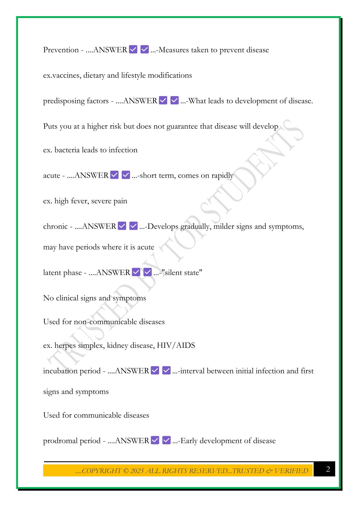 NR 283 PATHOPHYSIOLOGY CHAPTER 1 DEFINITIONS EXAM 2025 QUESTIONS AND ANSWERS