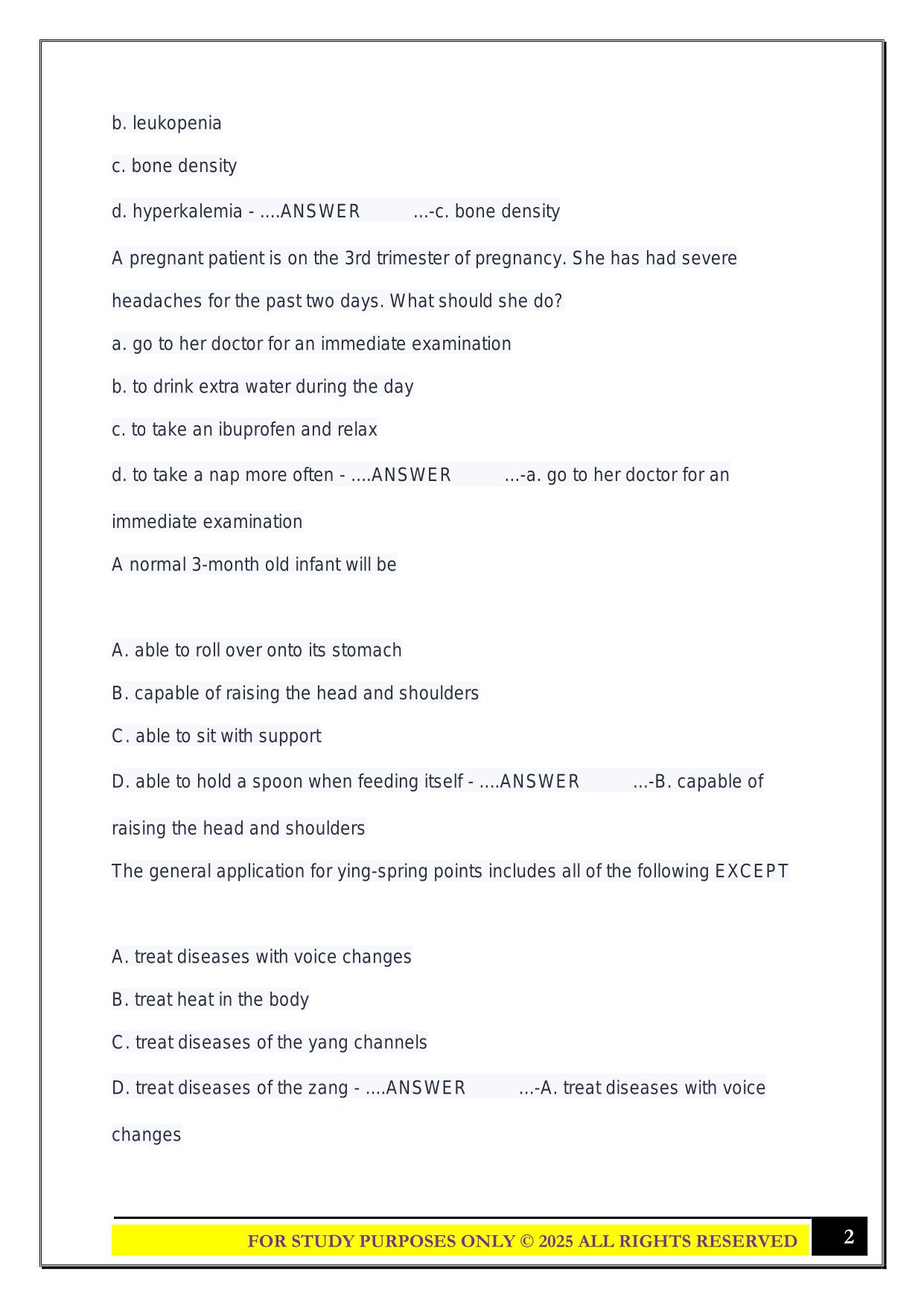 TCM Tests Foundations Exam 2025 Questions and Answers