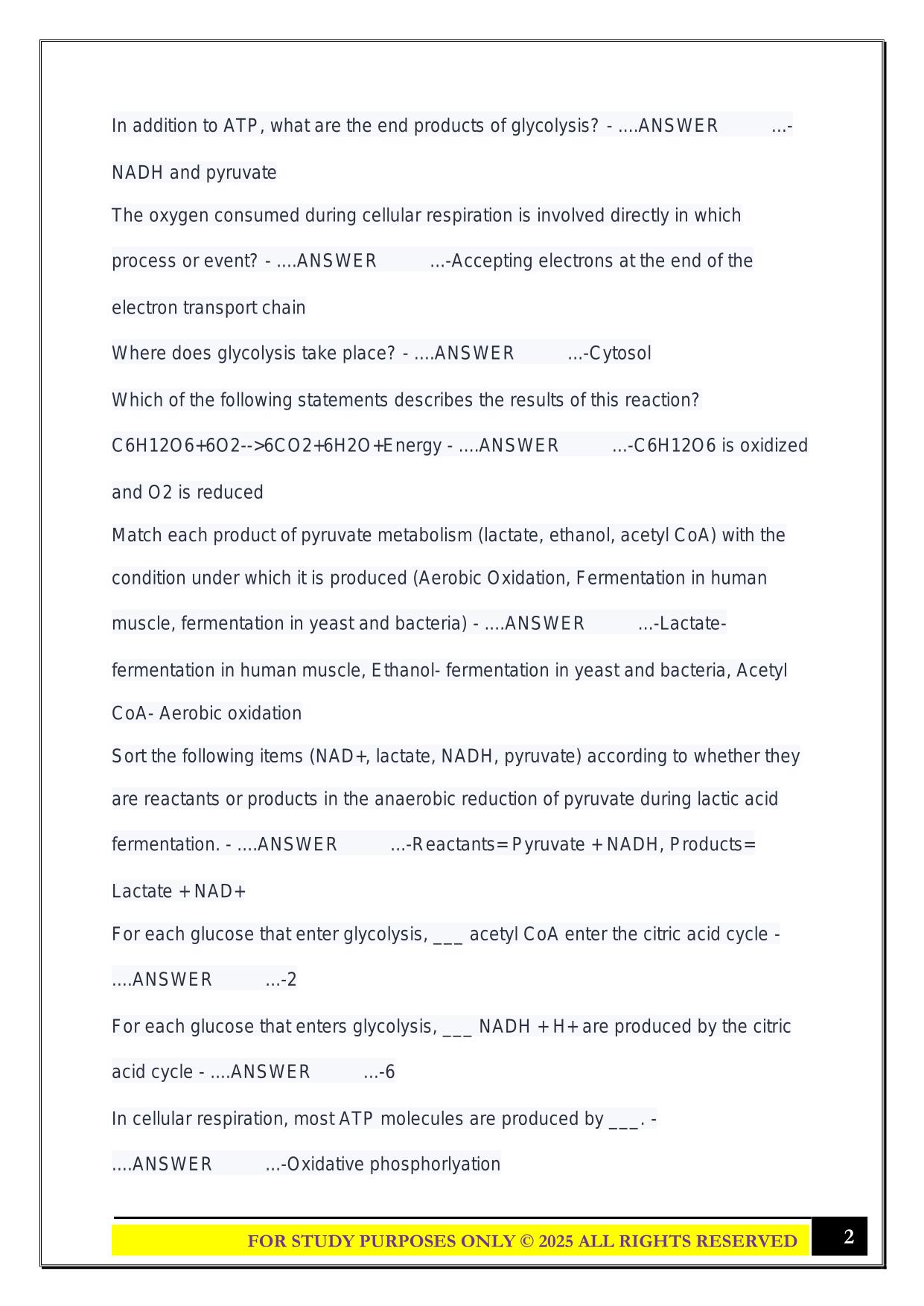 Biology 121 Exam 3 Study Guide 2025 Questions and Answers