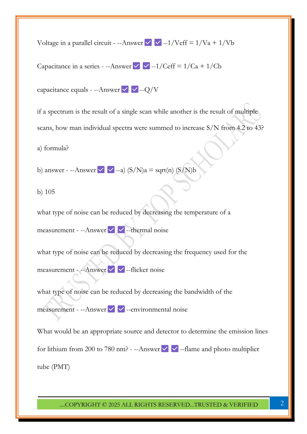 Instrumental Analysis ACS Final Prep 2025 Questions and Answers