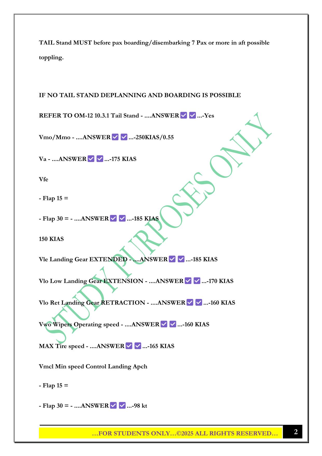 ATR 72-600 Limitations Exam 2025 Questions and Answers