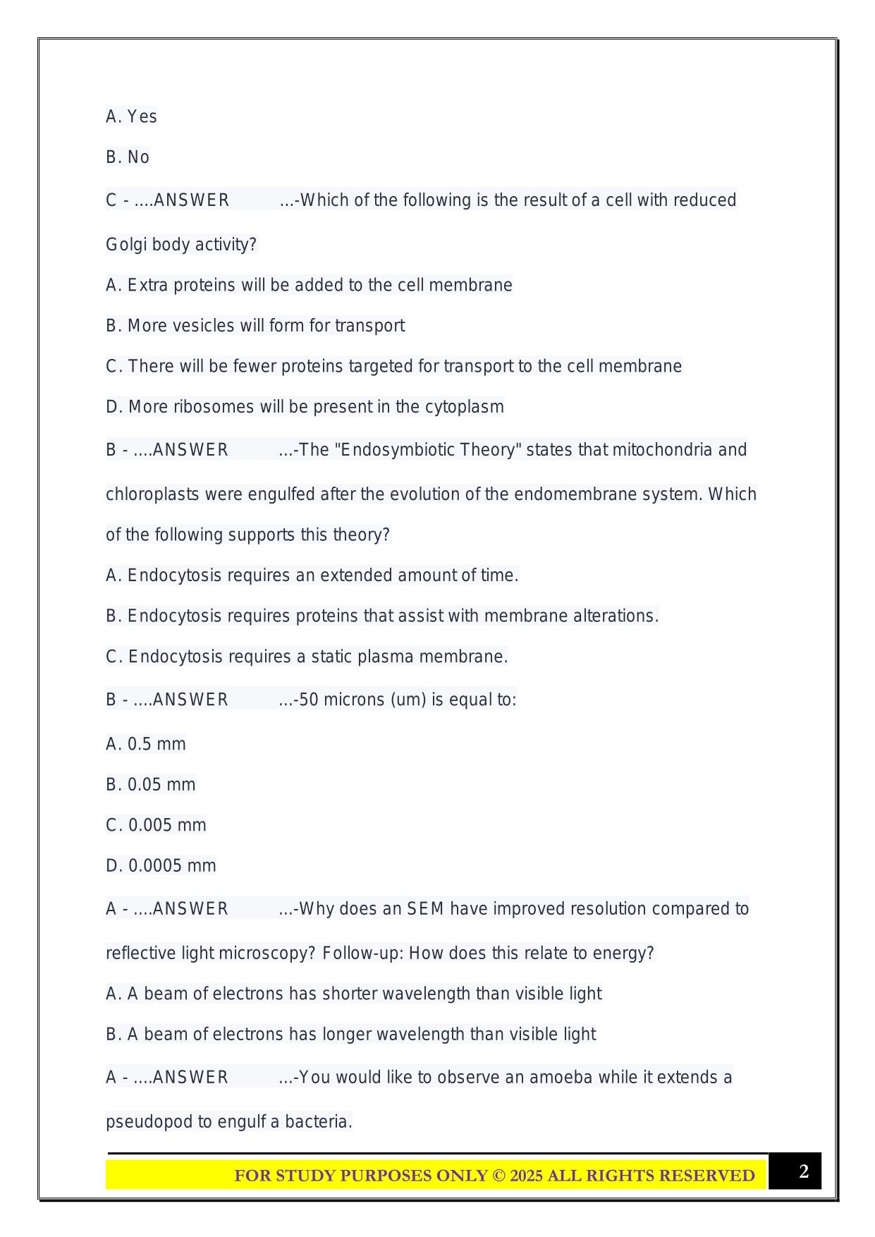 Bio 230 Exam 1 Clicker Questions with Correct Answers