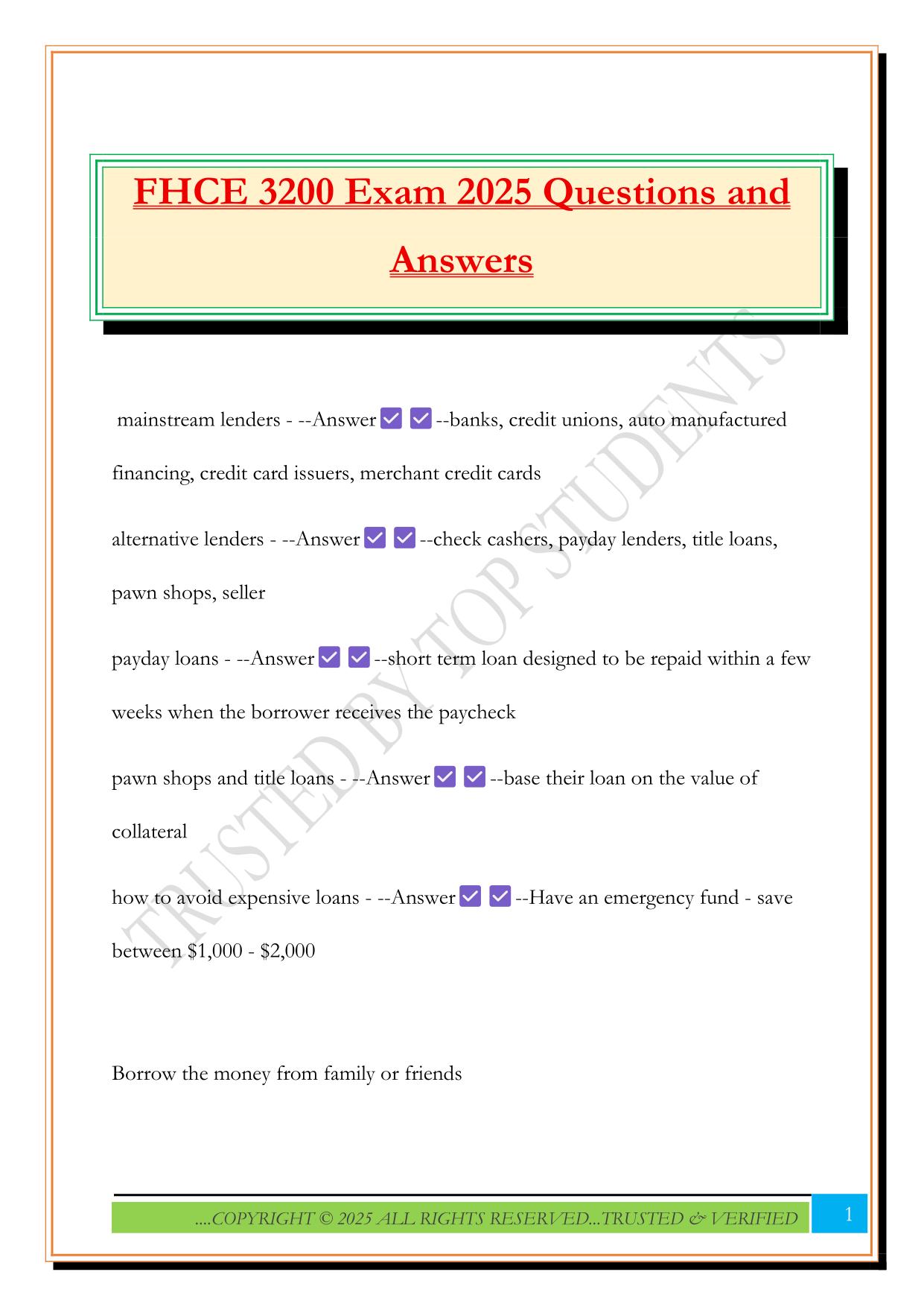 FHCE 3200 Exam 2025 Questions and Answers